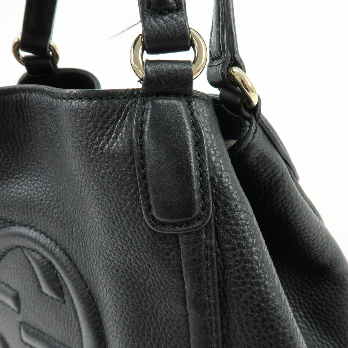 GUCCI SOHO Interlocking G Leather 2Way Bag Hand Bag Black 336751