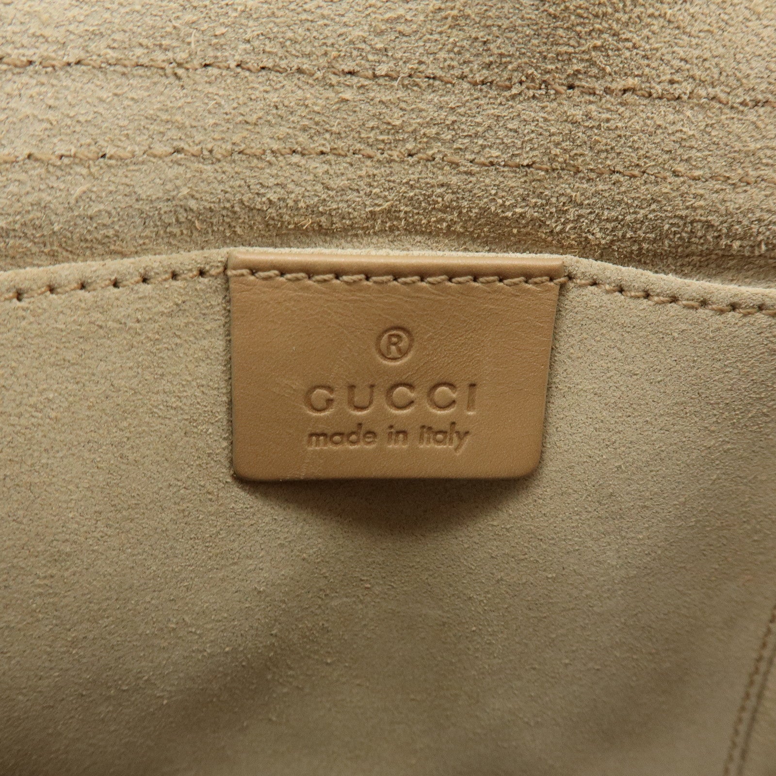 GUCCI Heart Suede Leather Shoulder Bag Crossbody Bag Beige 95107