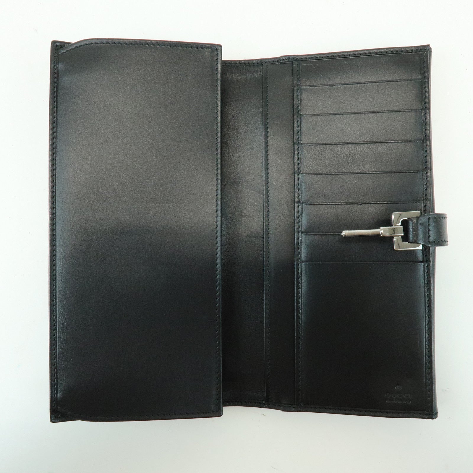 GUCCI Jackie GG Canvas Leather Bi-fold Long Wallet Black