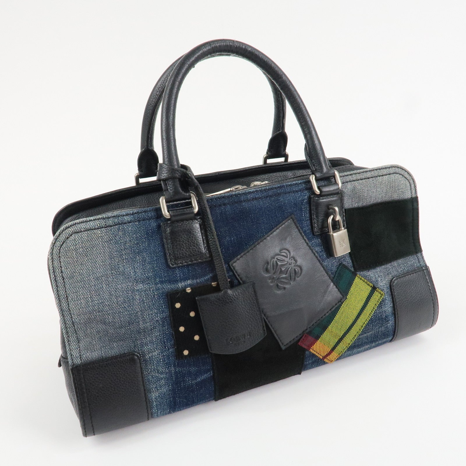 LOEWE Amazona 35 Anagram Denim Leather Junya Watanabe Hand Bag Used