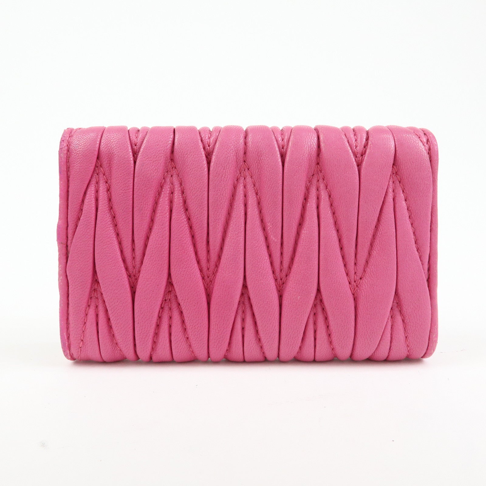 MIU MIU Matelasse Leather 6 Ring Key Case Key Holder Pink