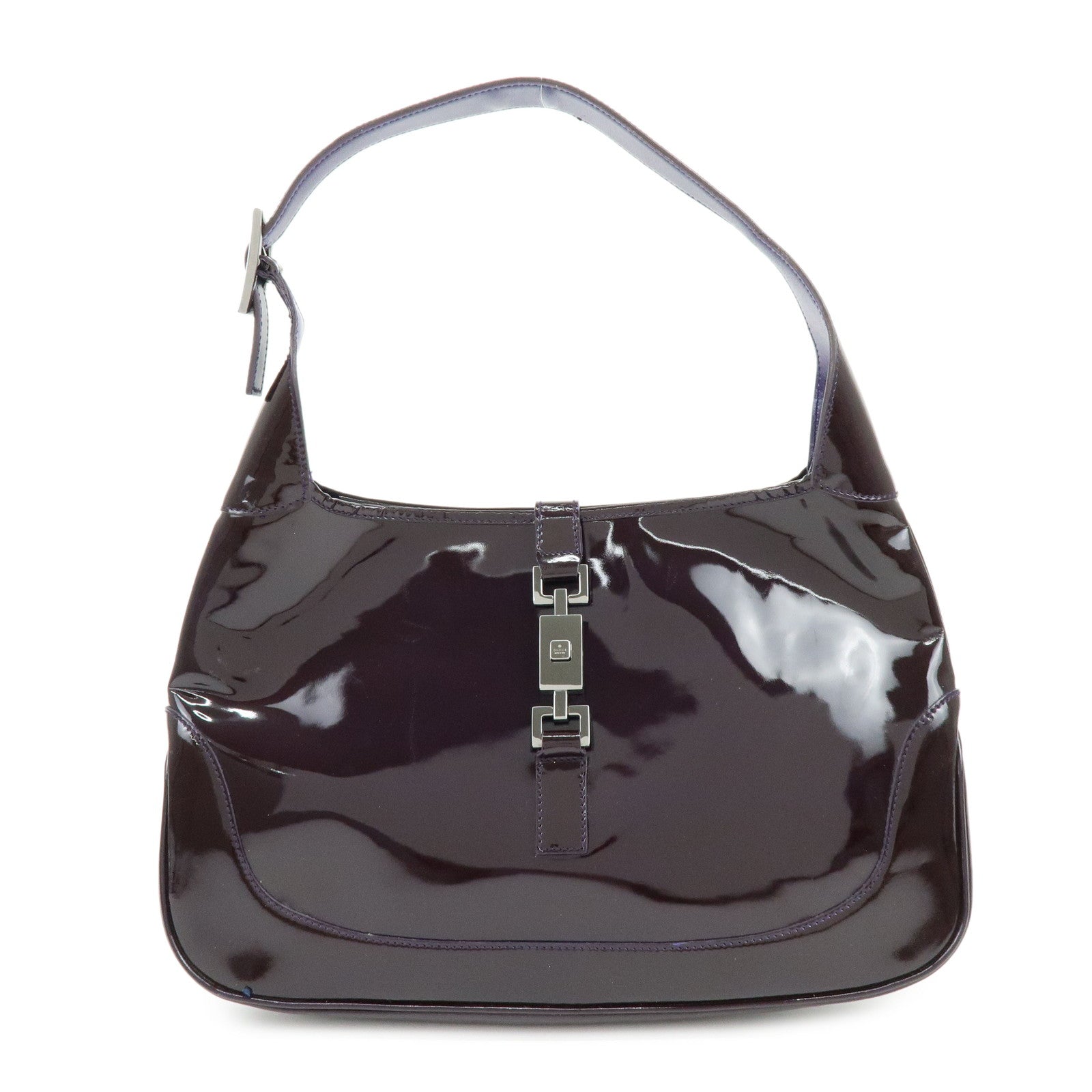 GUCCI Jackie Patent Leather Shoulder Bag Hand Bag Purple 001.3306