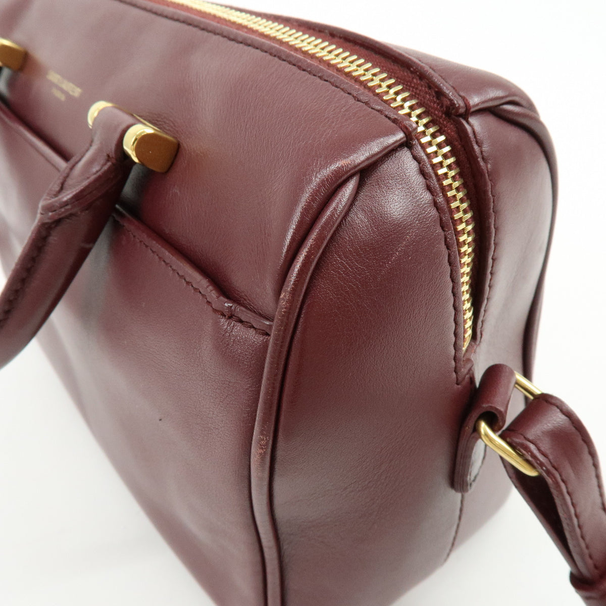 SAINT LAURENT PARIS Baby Duffle Leather 2WAY Bag Shoulder Bag Wine Red