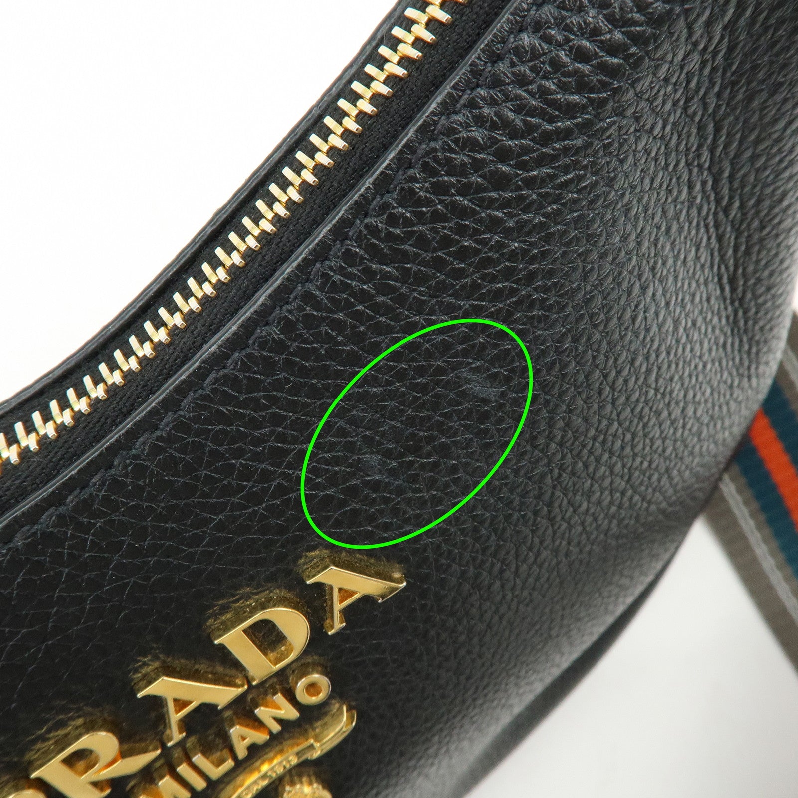 PRADA Vitello Phenix Leather Shoulder Bag Crossbody Bag  Black 1BC180