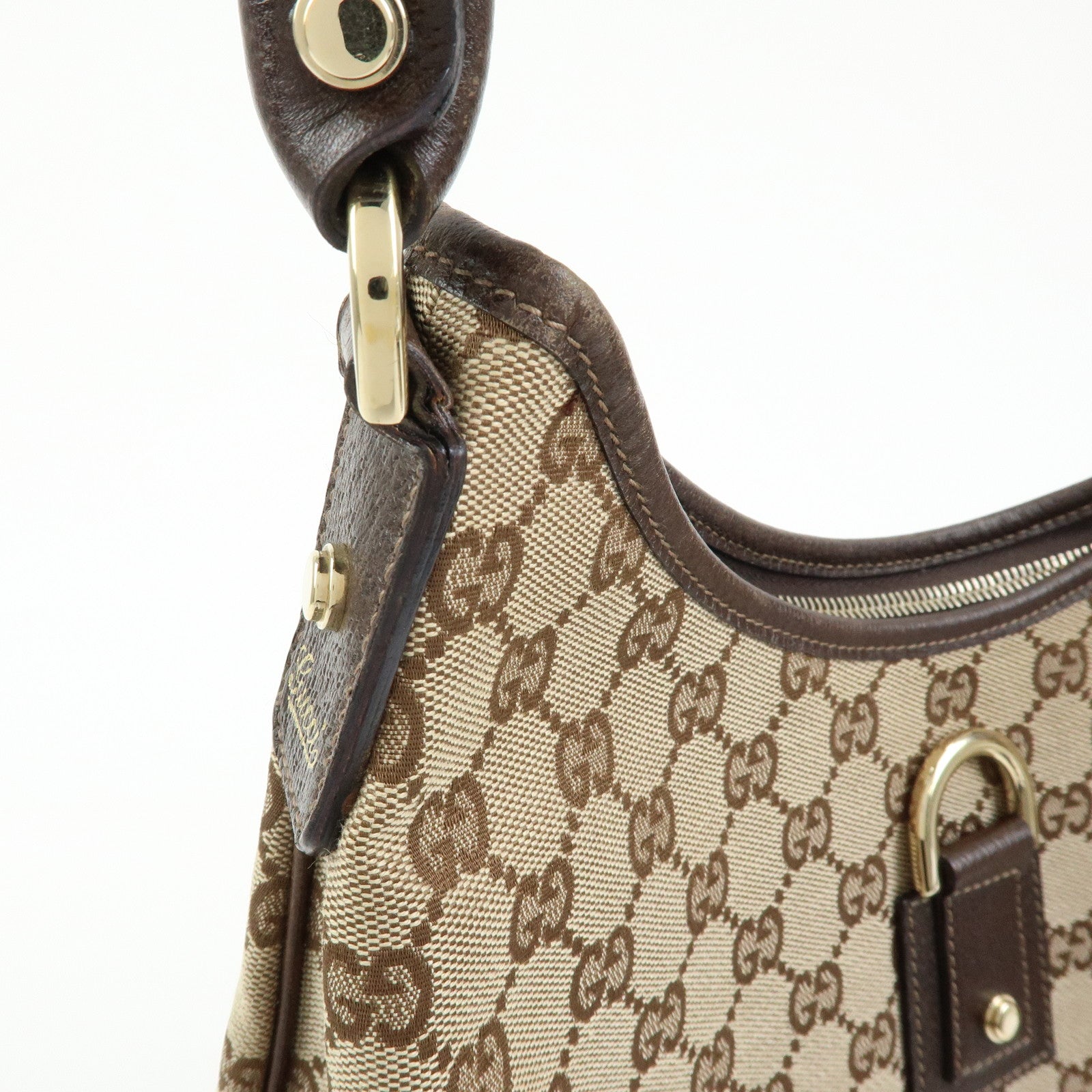GUCCI Abbey GG Canvas Leather Shoulder Bag Hand Bag Beige Brown 130737
