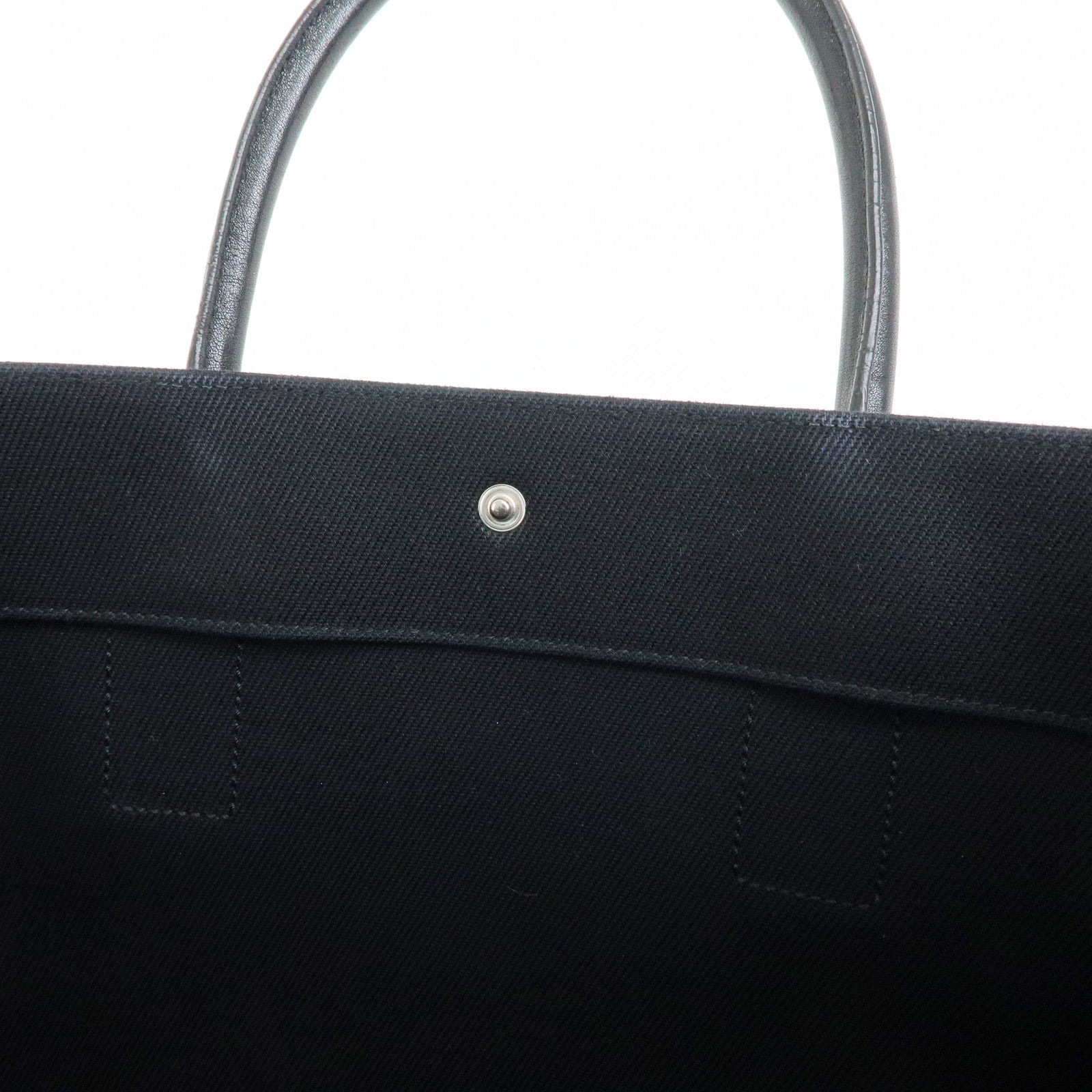 SAINT LAURENT PARIS Rive Gauche Canvas Leather Tote Bag Black 632539