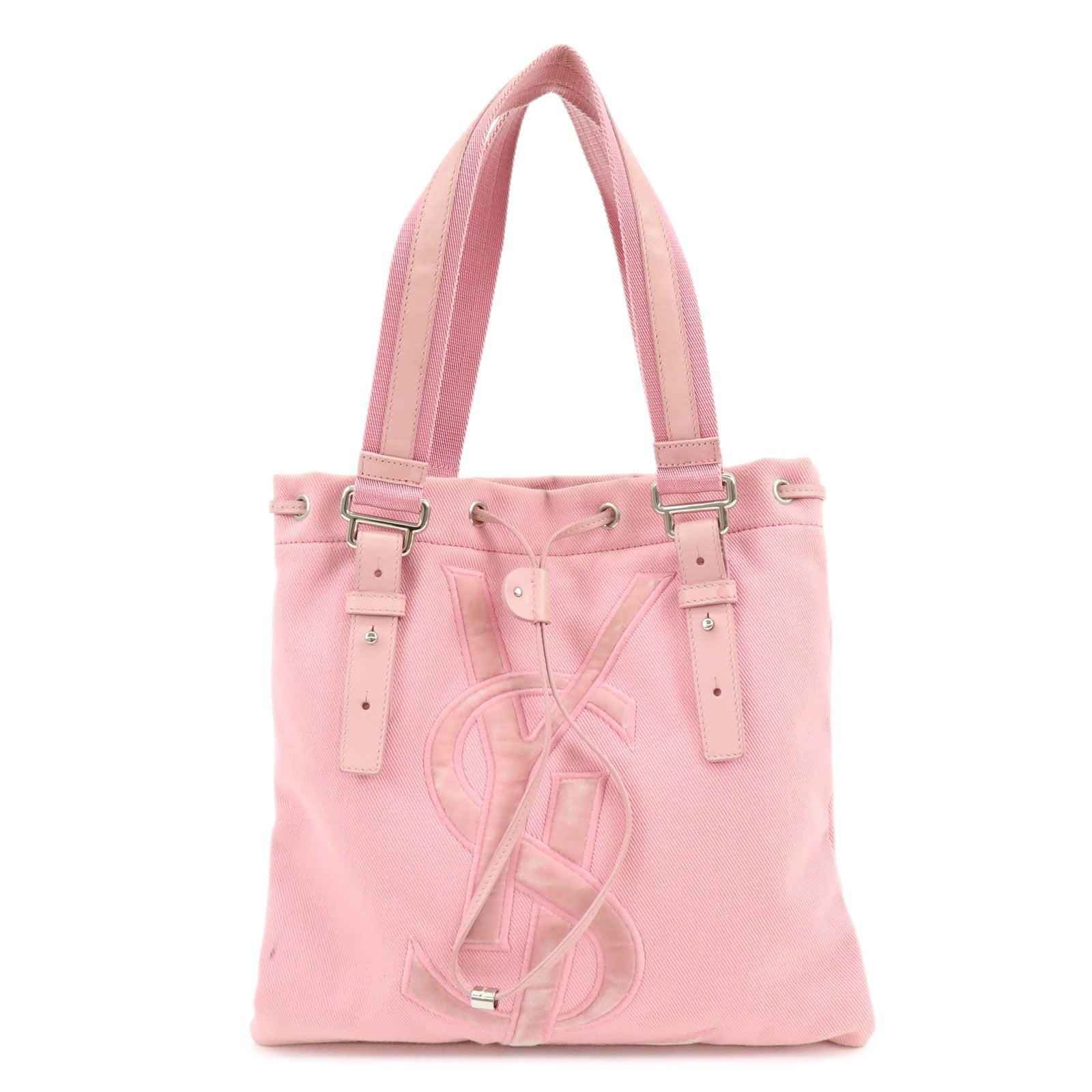 SAINT LAURENT PARIS Kahara Cassandra Canvas Leather Tote Bag 123435