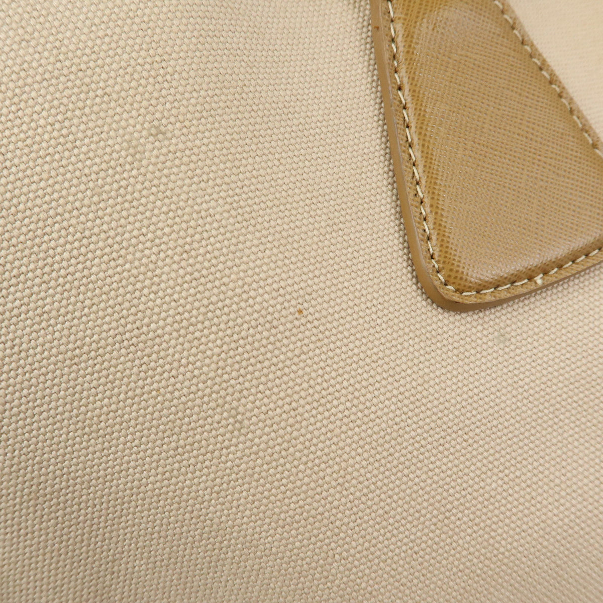 PRADA Triangle Logo Canapa City Canvas Saffiano Leather 2Way Bag Beige