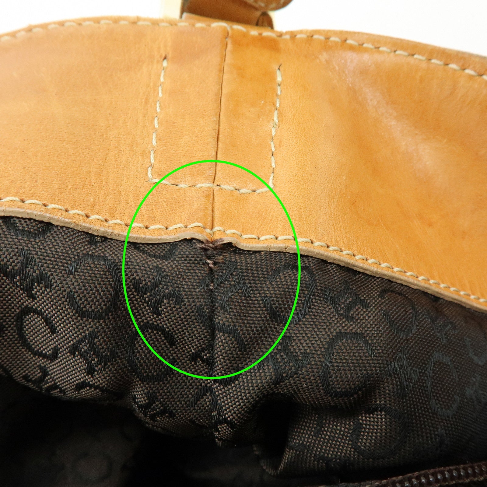 CELINE C Macadam Suede Leather Shoulder Bag Khaki