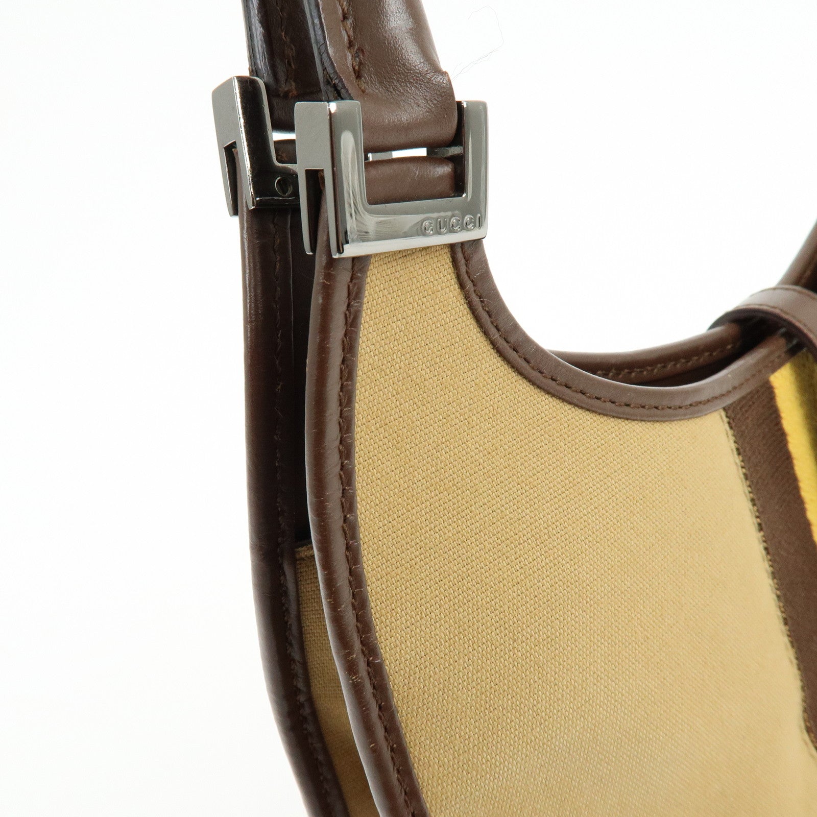 GUCCI Jackie Sherry Canvas Leather Shoulder Bag Hand Bag 002.1068
