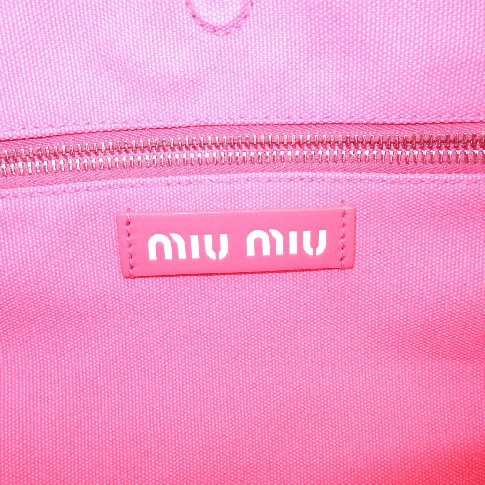 MIU MIU Canvas Leather Tote Bag Shoulder Bag Pink 5BG116