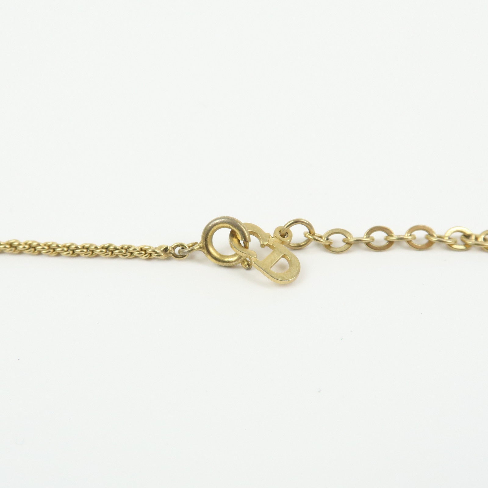 Christian Dior CD Logo Metal Rhinestone Necklace Choker Gold