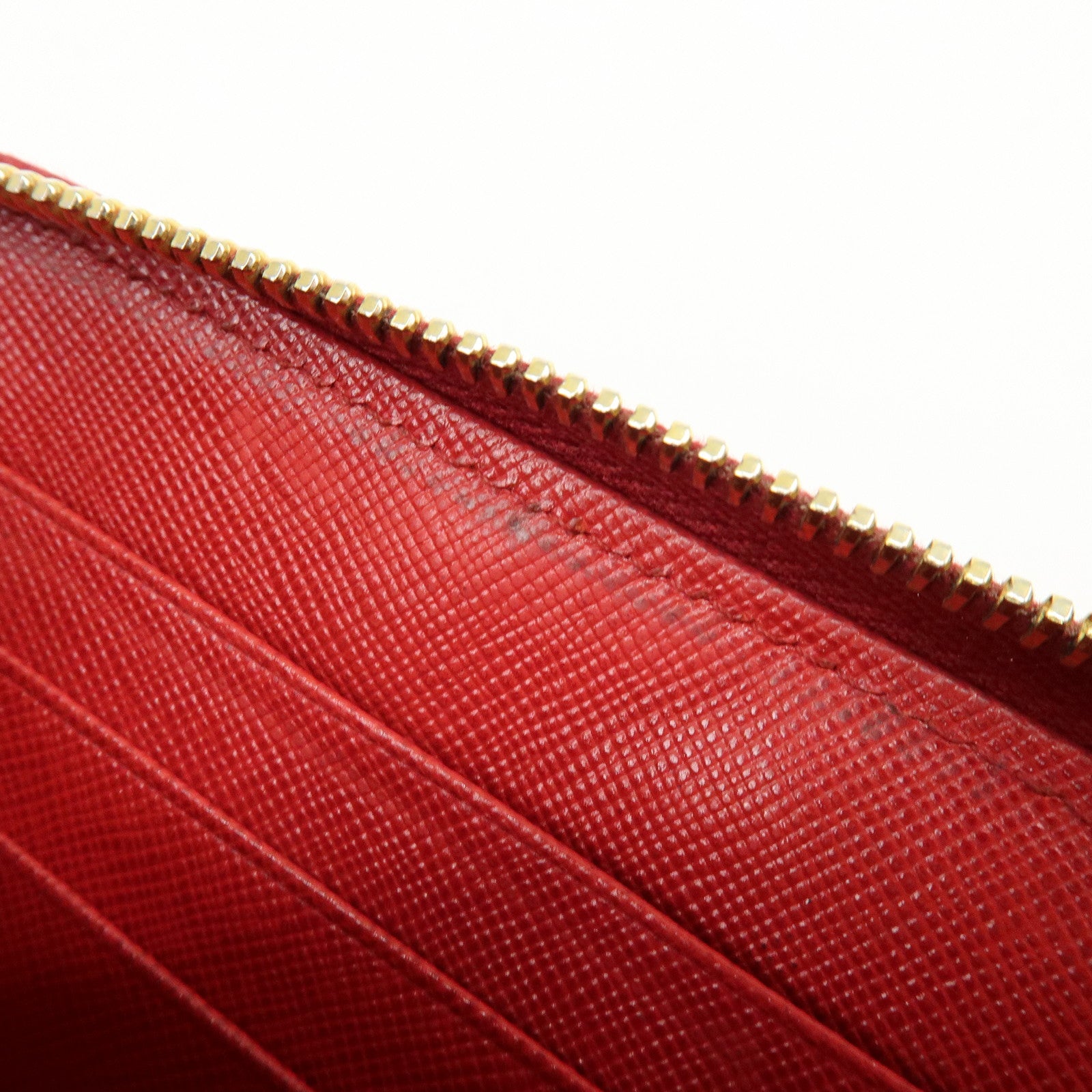 PRADA Saffiano Leather Cherry Round Zippy Long Wallet Red