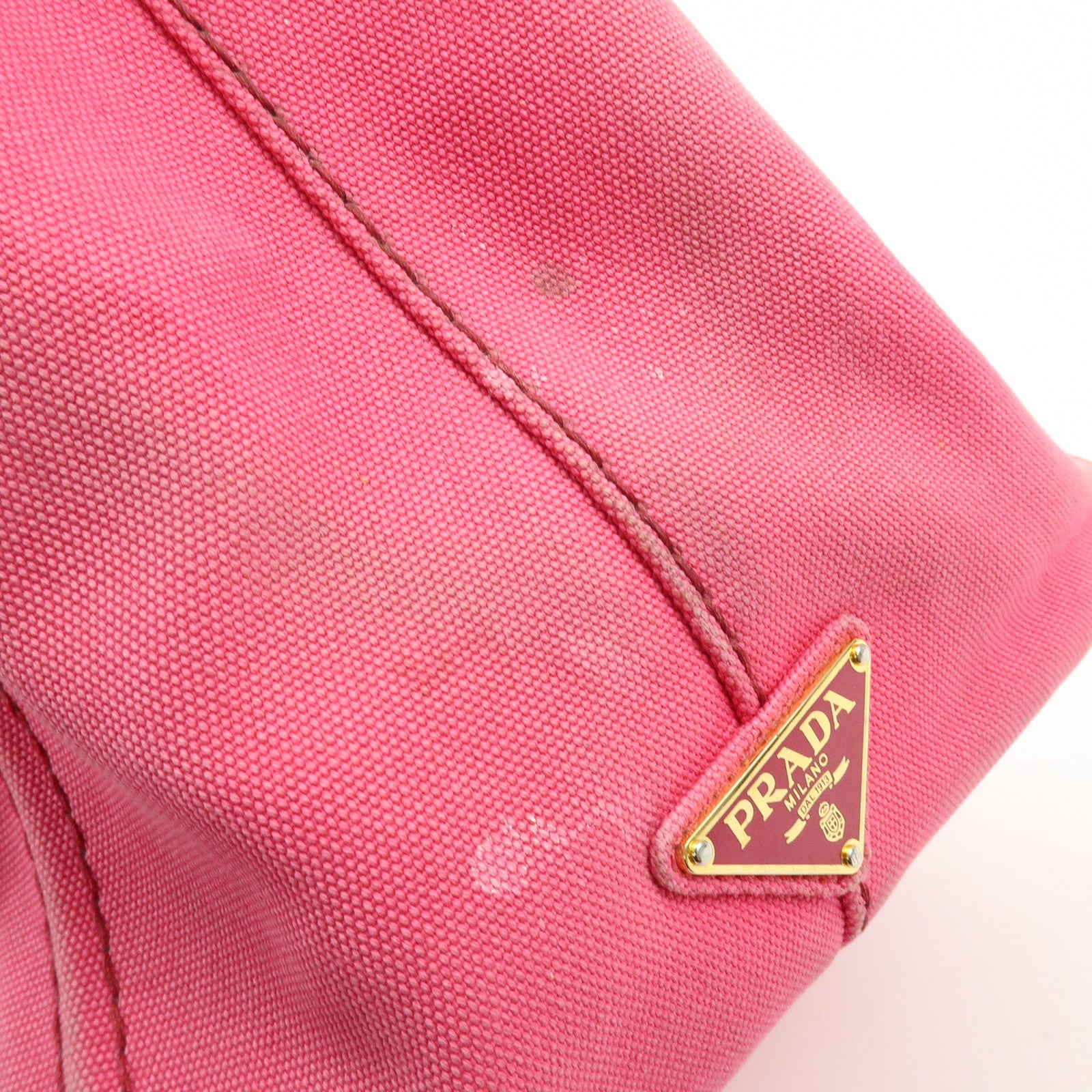 PRADA Canapa Triangle Logo Canvas 2Way Bag Hand Shoulder Bag Pink