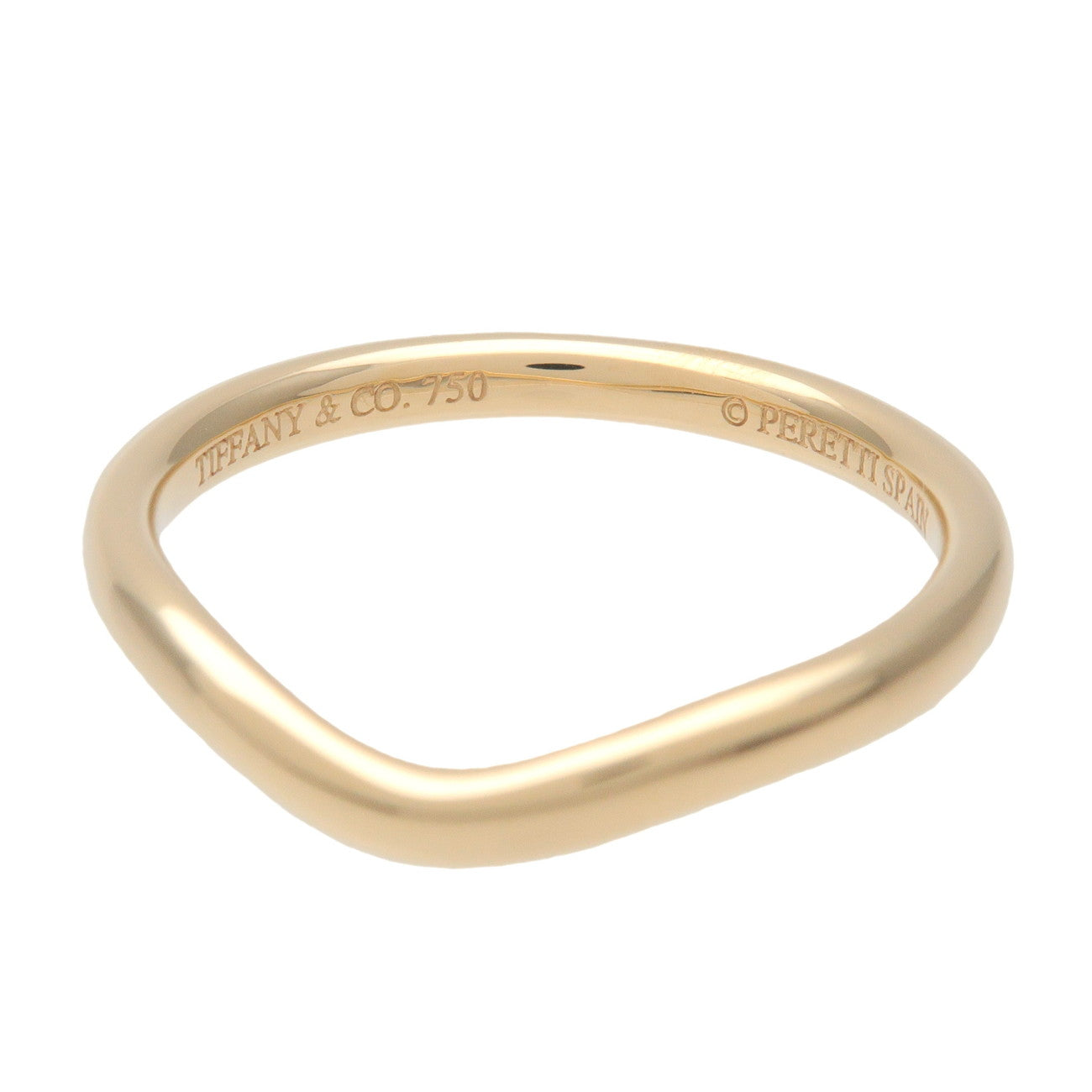 Tiffany & Co. Curved Band Ring K18 750YG Yellow Gold US4.75 EU48 HK10