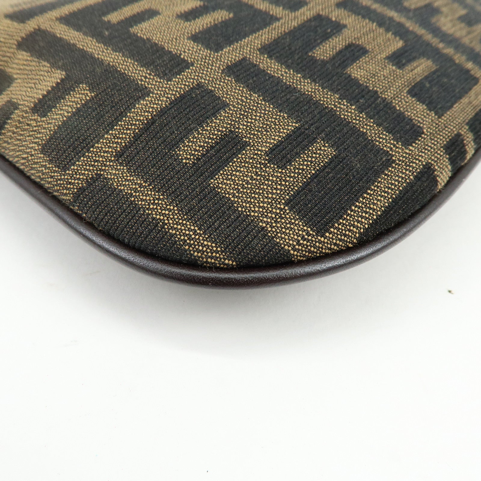 FENDI Zucca Canvas Leather Shoulder Bag Crossbody Bag Brown 8BR248