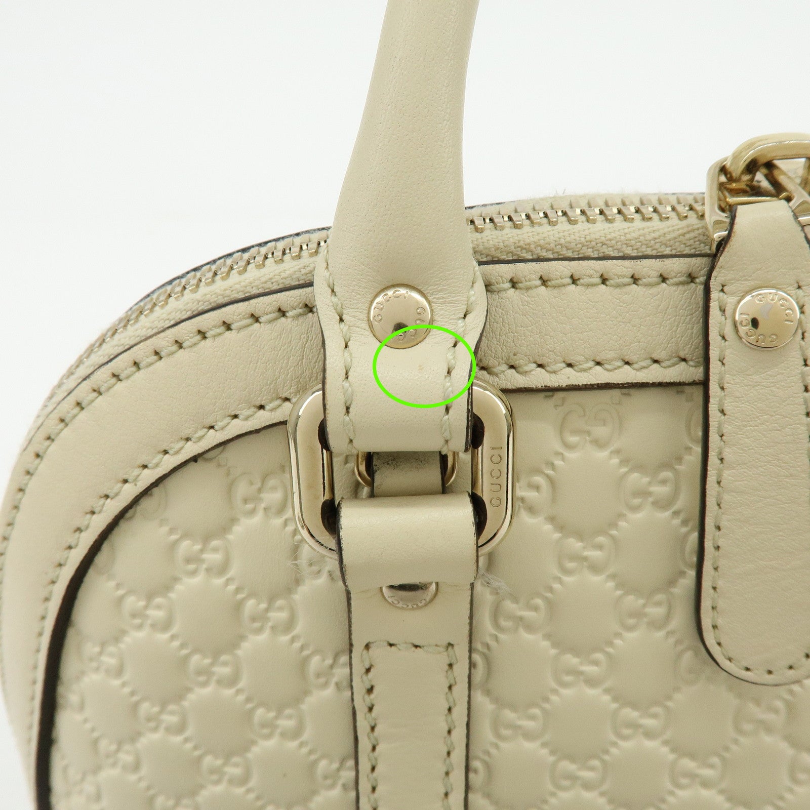GUCCI Micro Guccissima Leather 2WAY Bag Hand Bag Ivory 449654