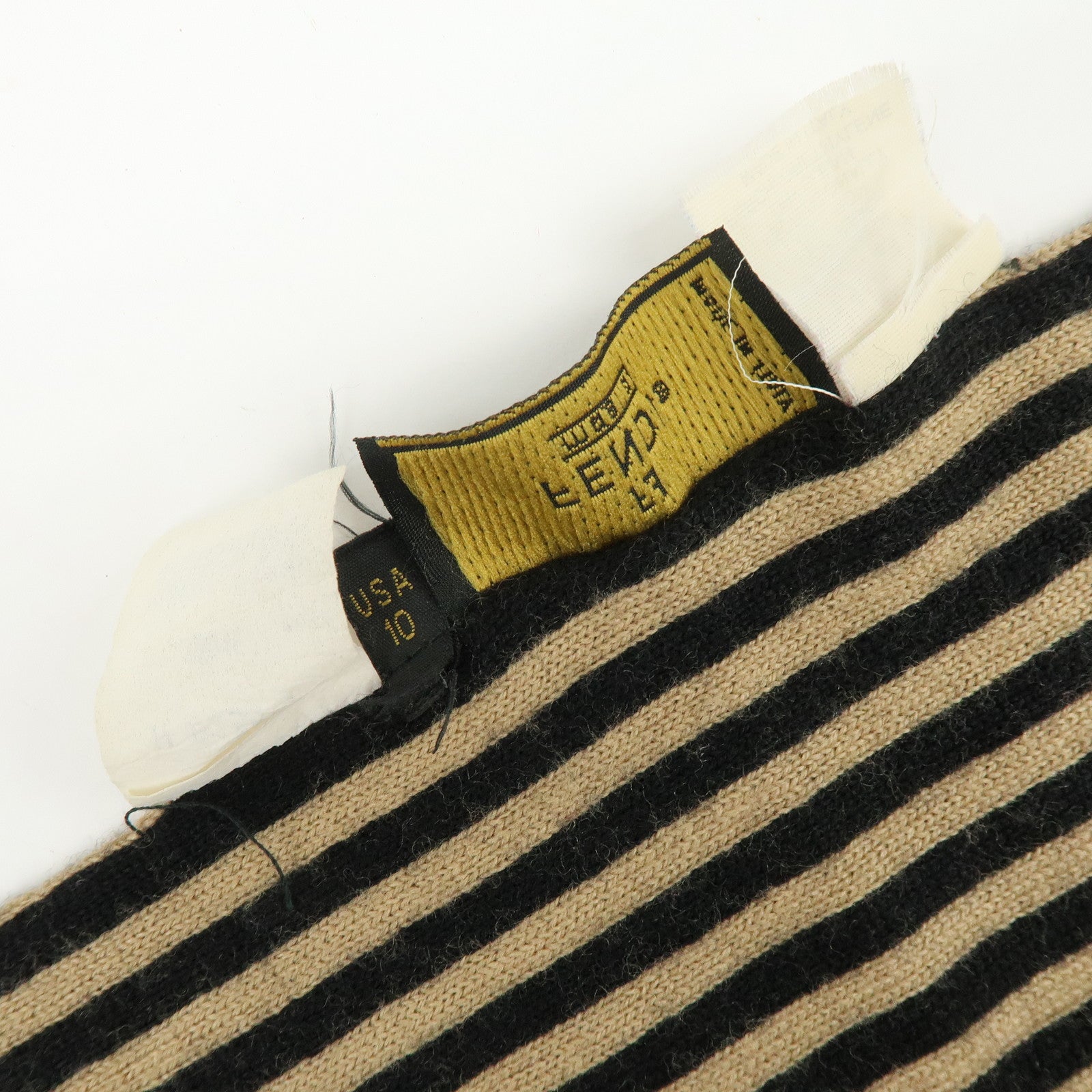 FENDI Zucca FF Logo Wool 100% Scarf Stole Stripe Beige Black