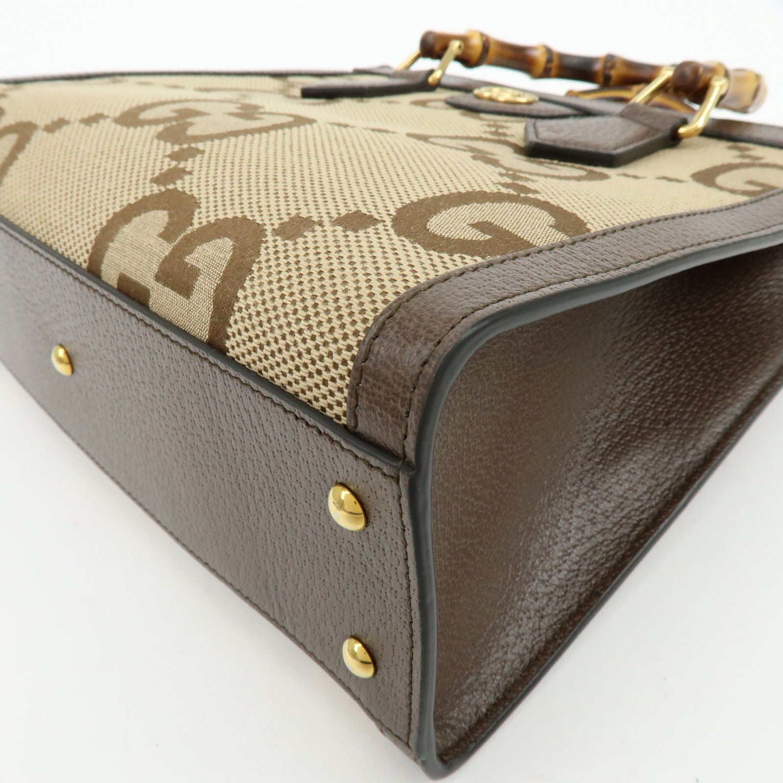 GUCCI Bamboo Double G Diana Jumbo GG Canvas 2Way Bag Tote Bag 660195