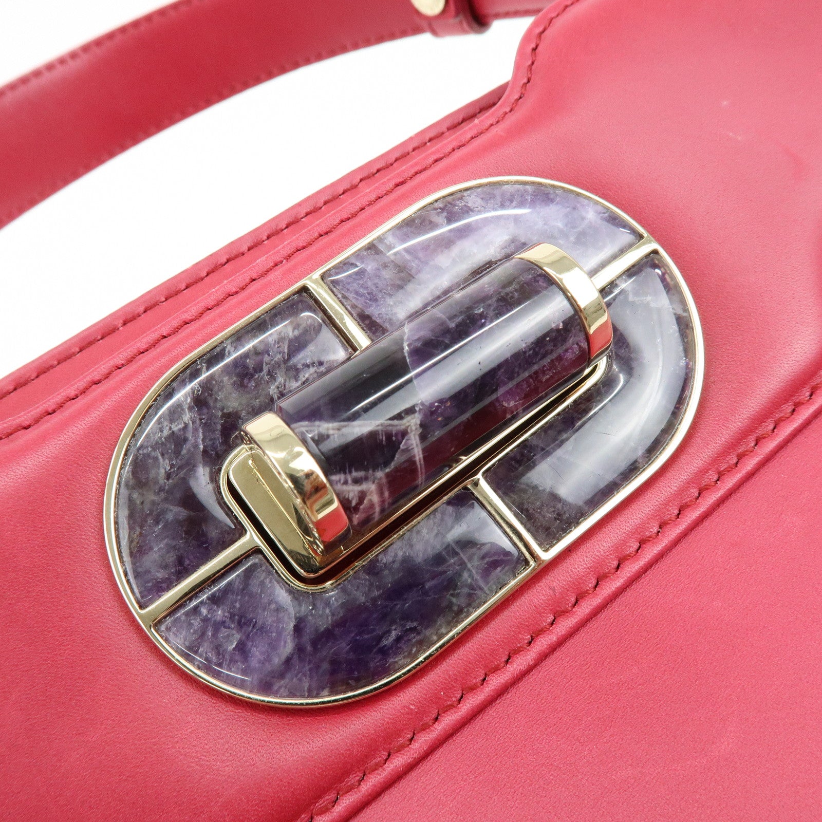 BVLGARI Isabella Rossellini Leather 2Way Bag Hand Bag Magenta