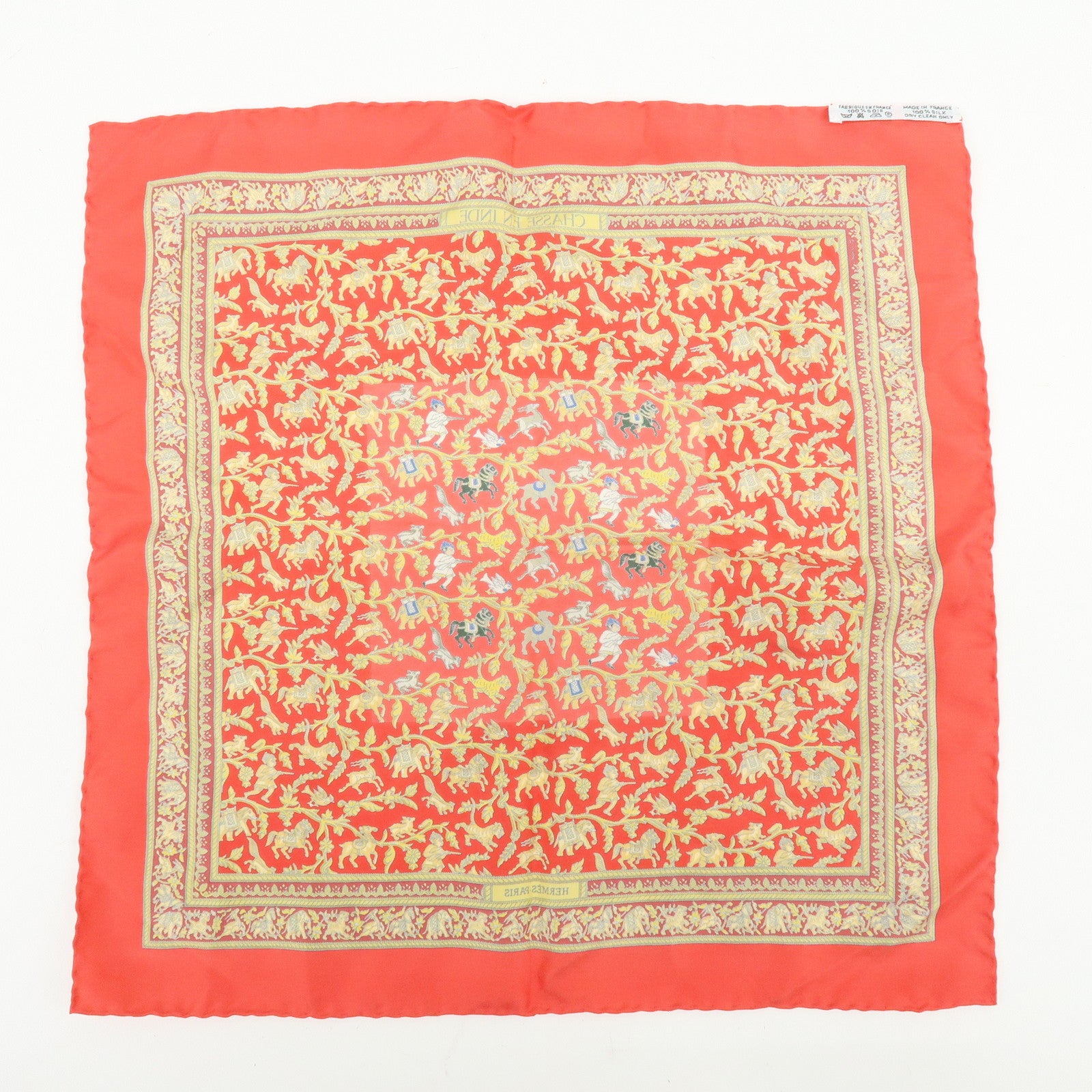 HERMES Set of 2 Carre 42 Silk Scarf PARURES DES SABLES/CHASSE EN INDE