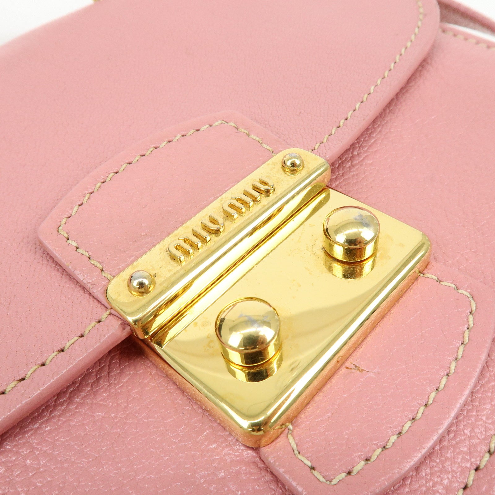 MIU MIU Madras Leather 2Way Bag Hand Bag Shoulder Bag Pink