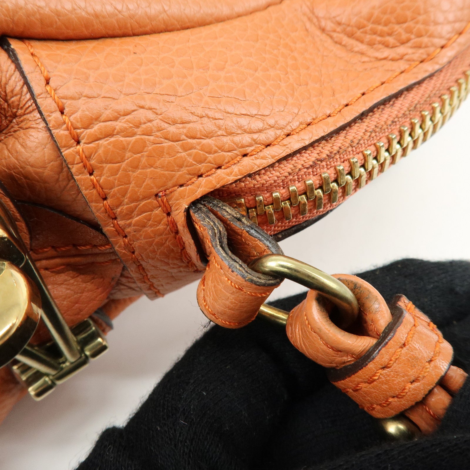 Chloe Paraty Leather 2Way Bag Shoulder Bag Hand Bag Orange