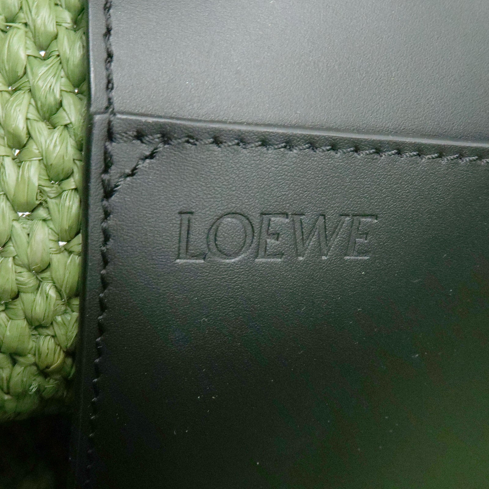 LOEWE Font Tote Raffia Leather 2Way Bag Tote Bag Shoulder Bag Green