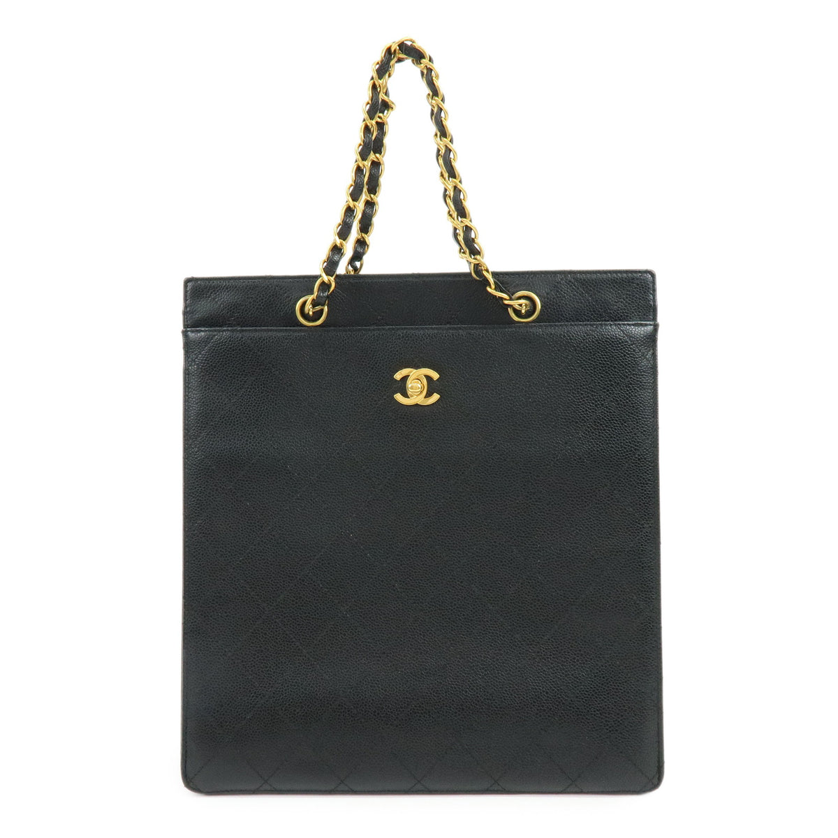 CHANEL Matelasse Caviarskin Chain Shoulder Bag Hand Bag Black A08907