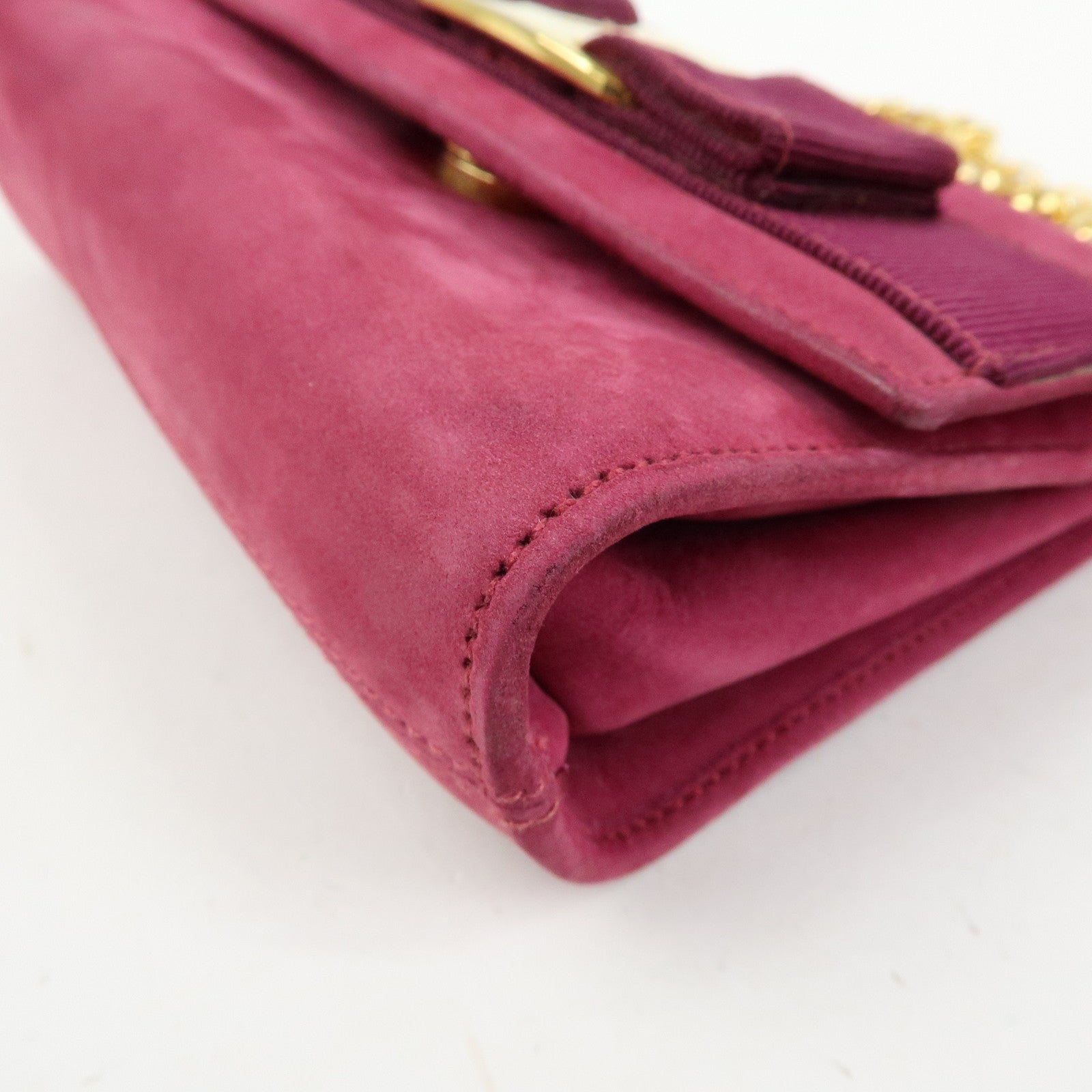 Ferragamo Varra Ribbon Suede 3Way Bag Chain Shoulder Bag Purple