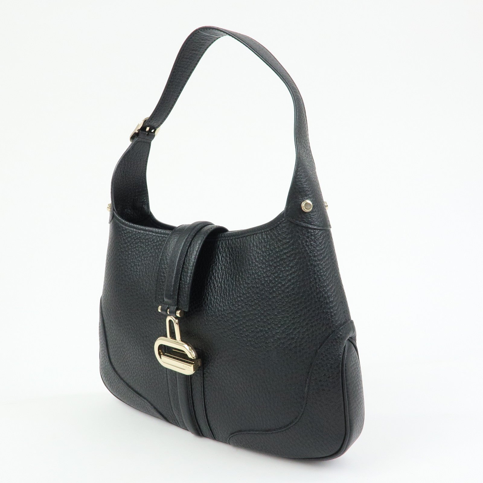 GUCCI Logo Leather Shoulder Bag Hand Bag Black 130779