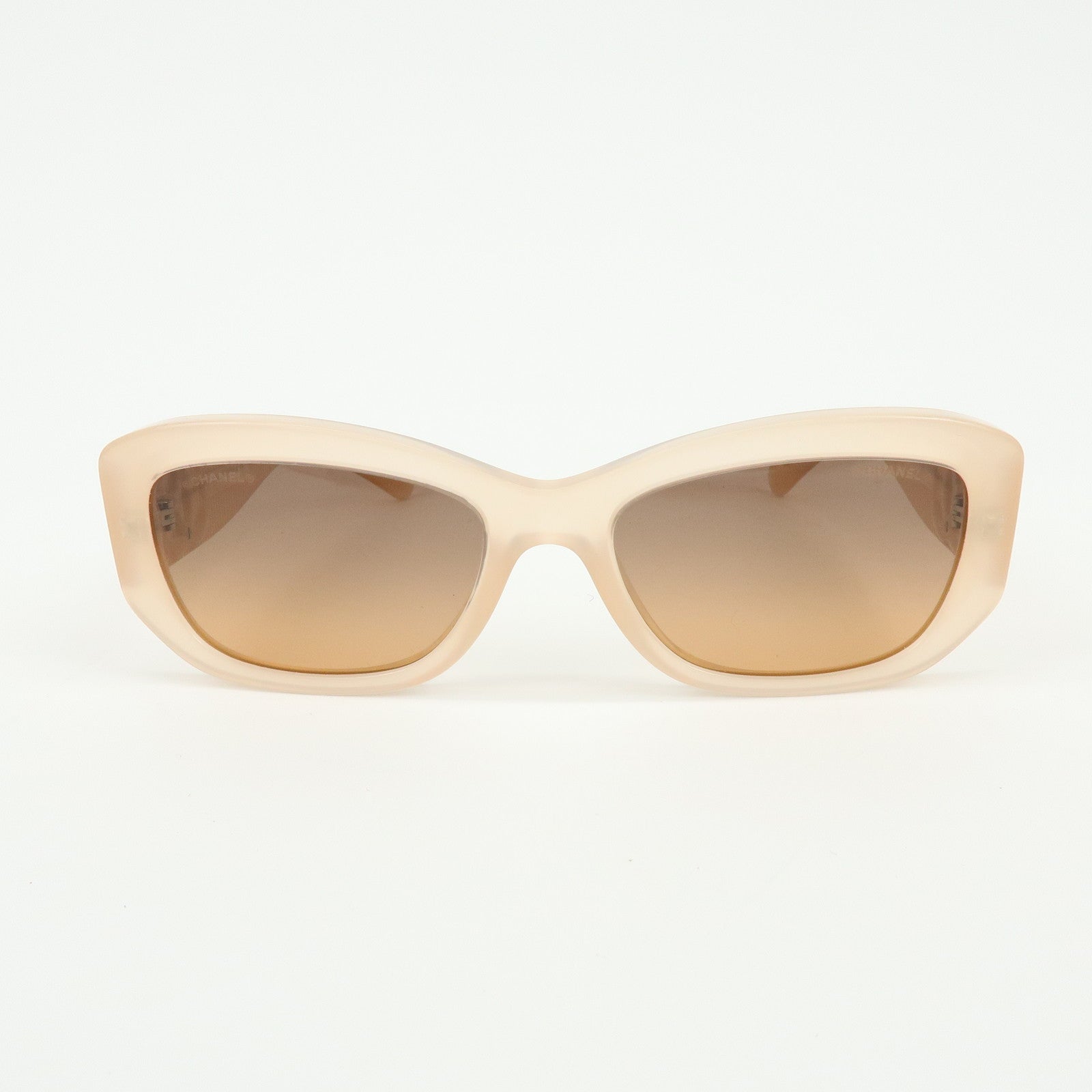 CHANEL COCO Mark Plastic Sunglasses Pink Brown 5493-A