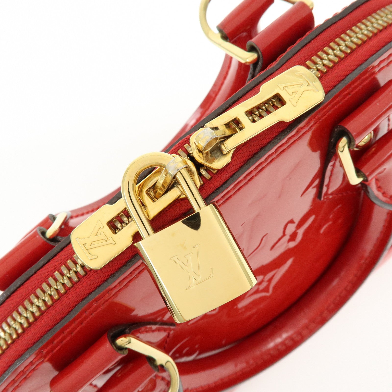 Louis Vuitton Monogram Vernis Alma BB 2Way Hand Bag Cerise M90174