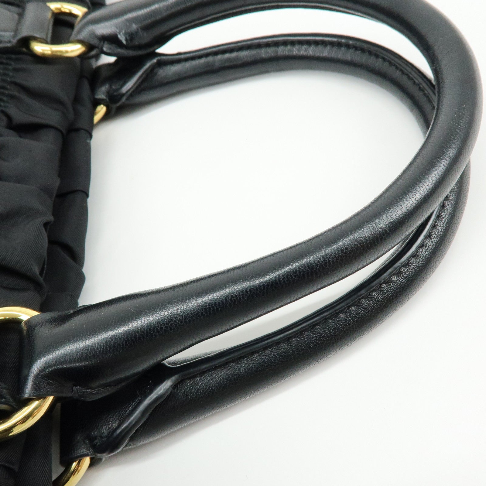 PRADA Tessuto Gaufre Nylon Leather 2Way Bag Hand Bag Black B1788M