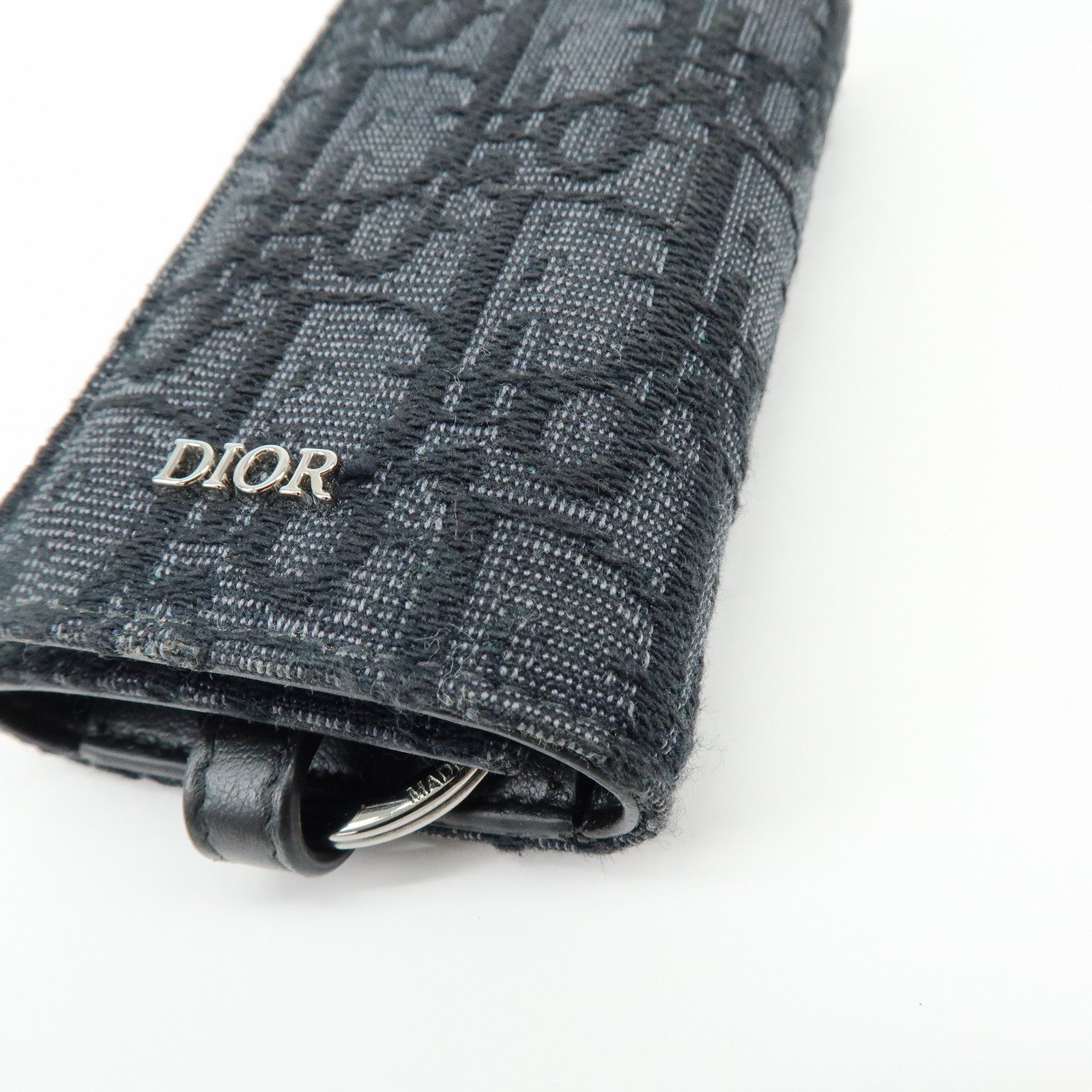 Christian Dior Oblique Canvas Leather 6 Rings Key Case Black
