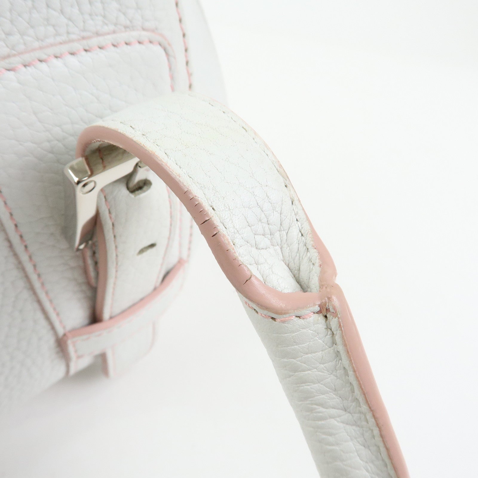 LOEWE Senda Leather Boston Bag Hand Bag White