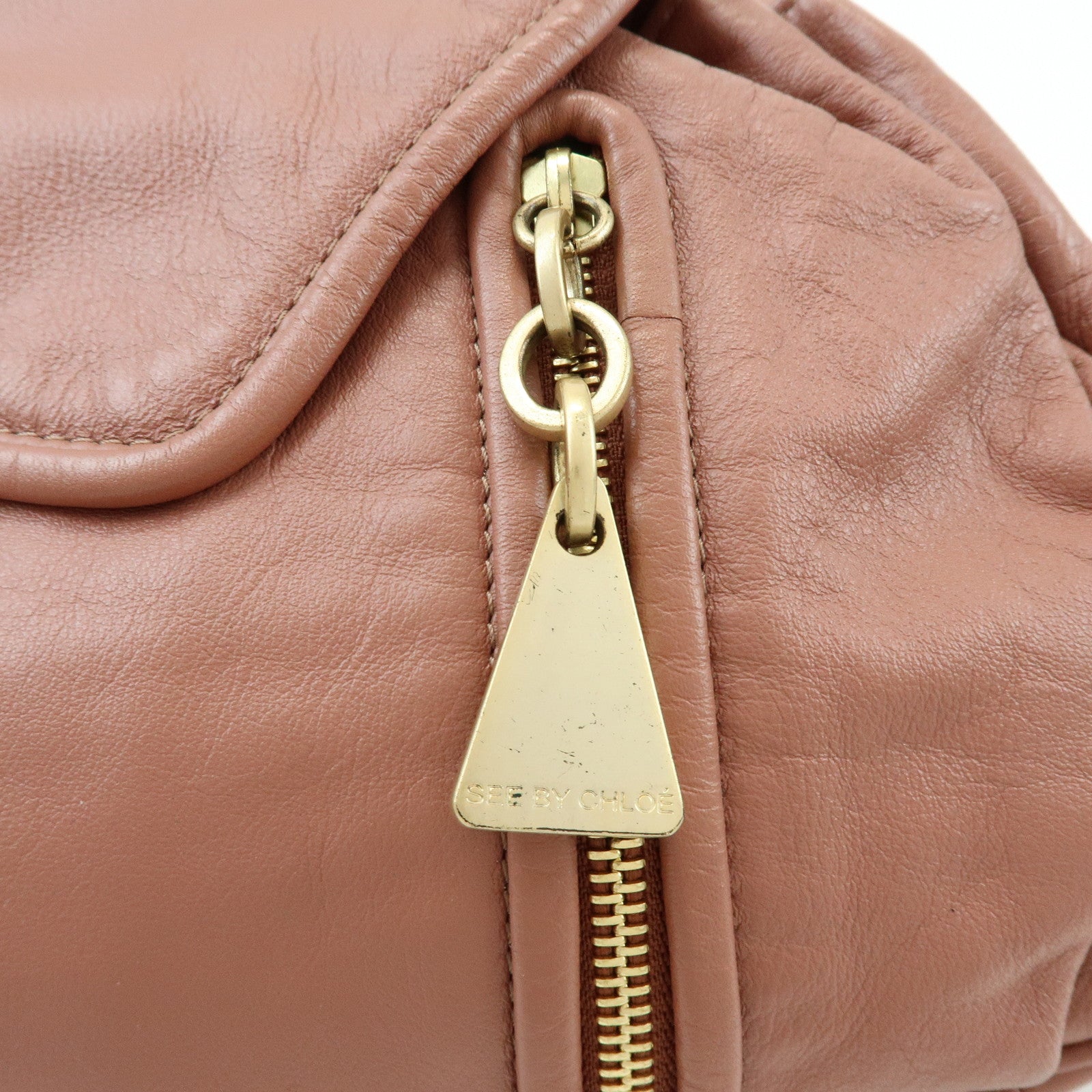 Chloe See by Chloe Leather Shoulder Bag Hand Bag Tassel Charm Pink