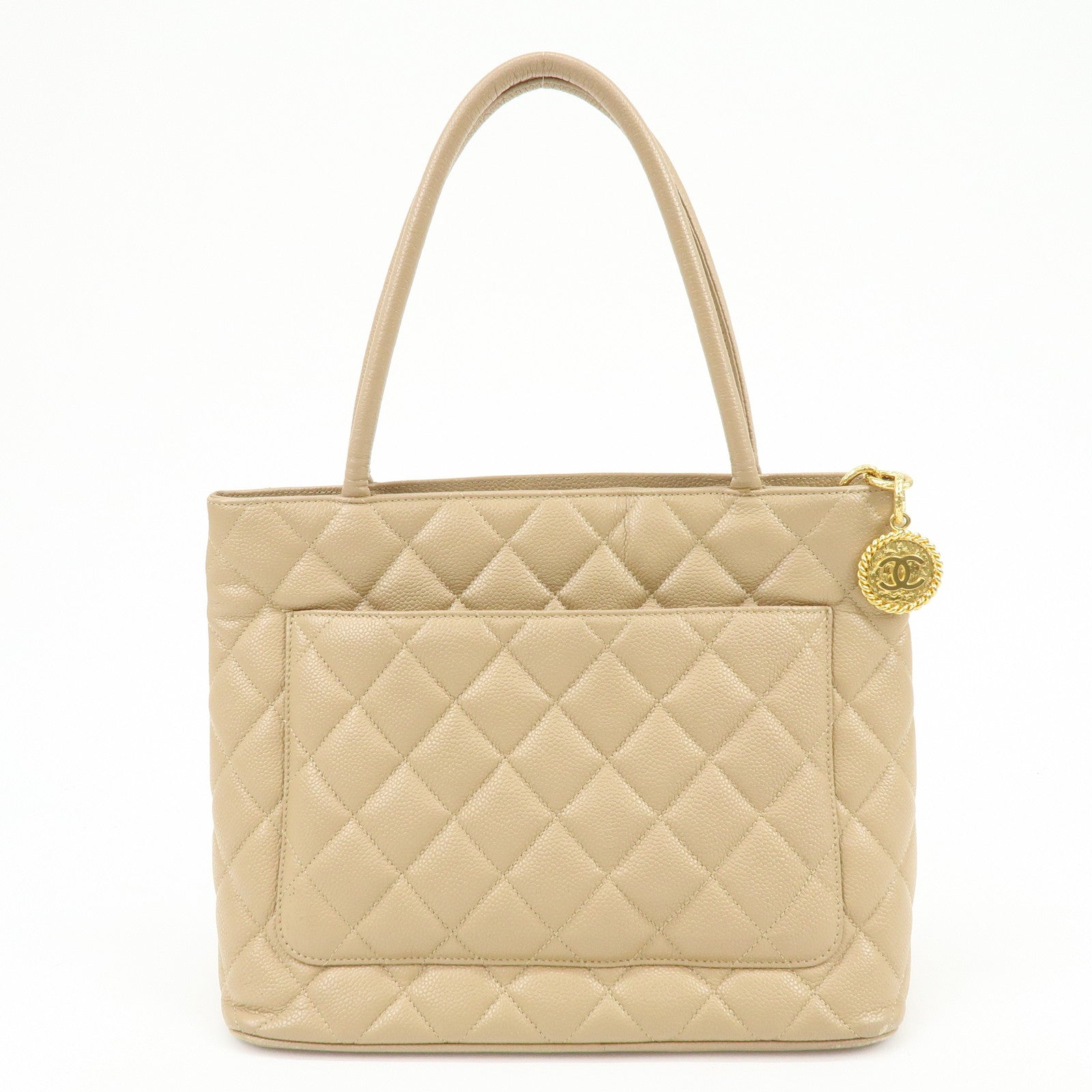 CHANEL Matelasse COCO Mark Medallion Caviar Skin Tote Bag A01804