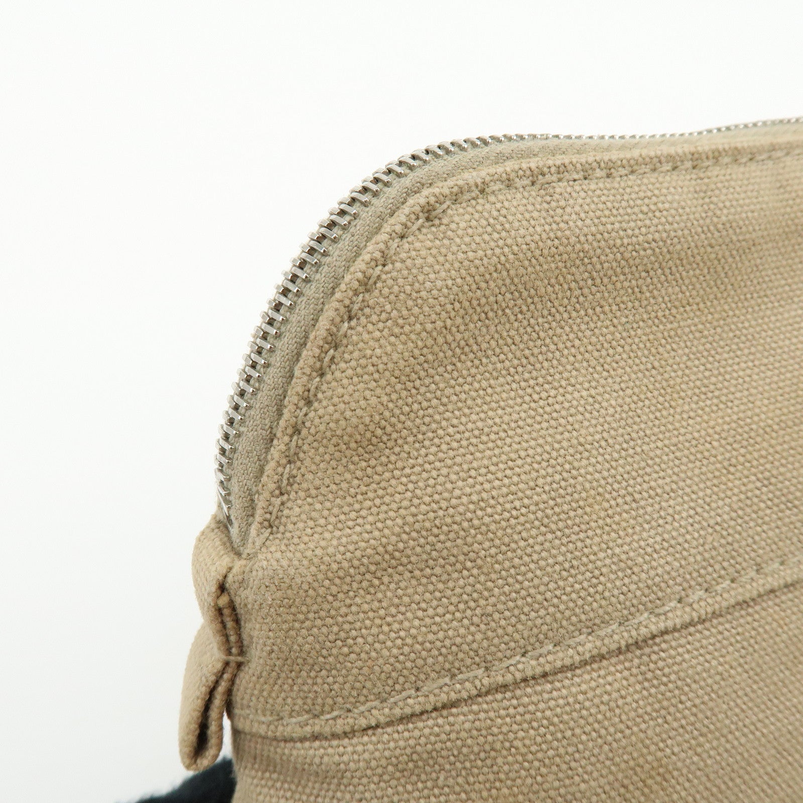 HERMES Bolide Mini Cotton Leather Canvas Pouch Cosmetic Pouch Beige