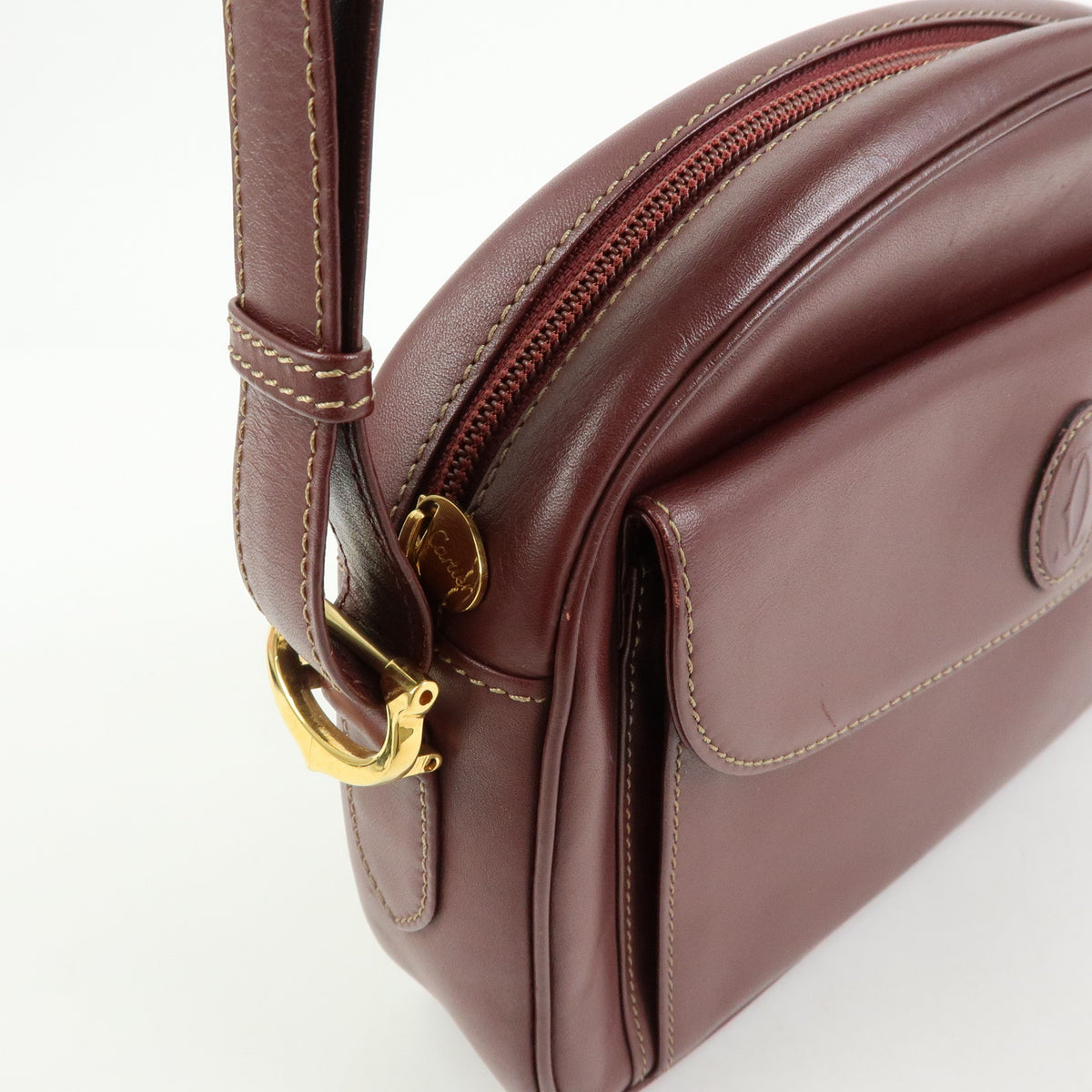 Cartier Must de Cartier Leather Shoulder Bag Bordeaux