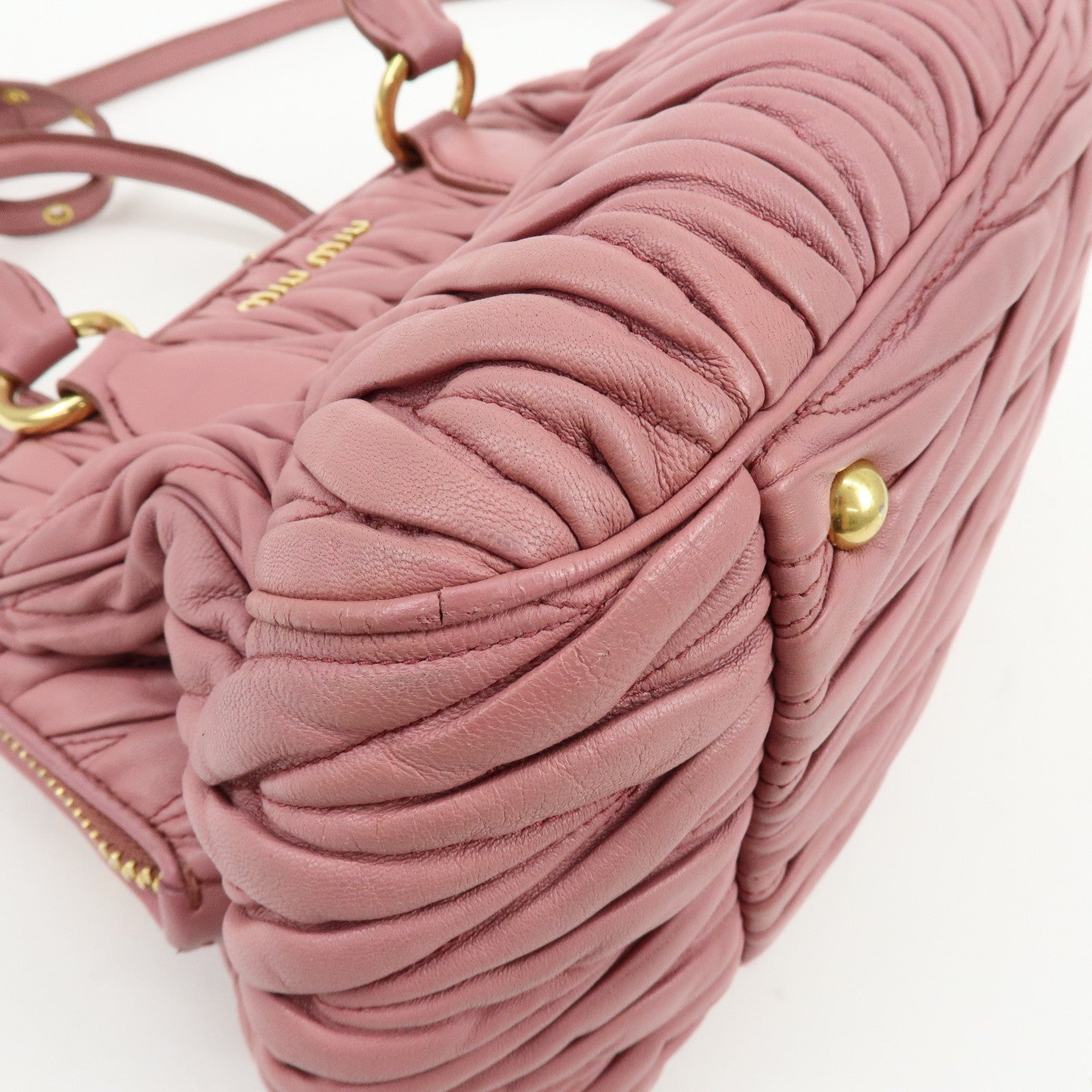 MIU MIU Matelasse Nappa Leather 2Way Hand Bag Shoulder Bag Pink RLN059