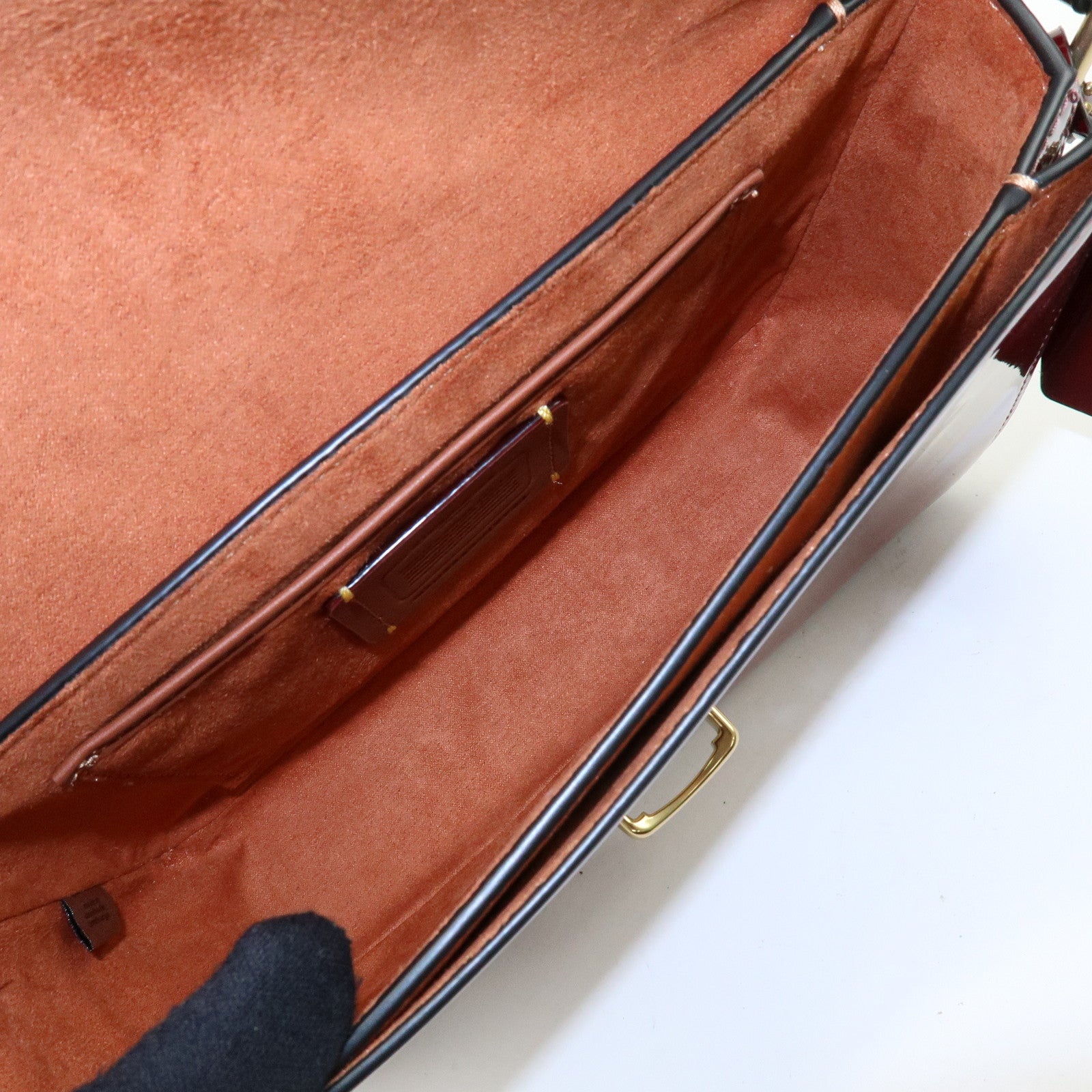 COACH Studio Signature C Patent Leather Shoulder Bag Bordeaux