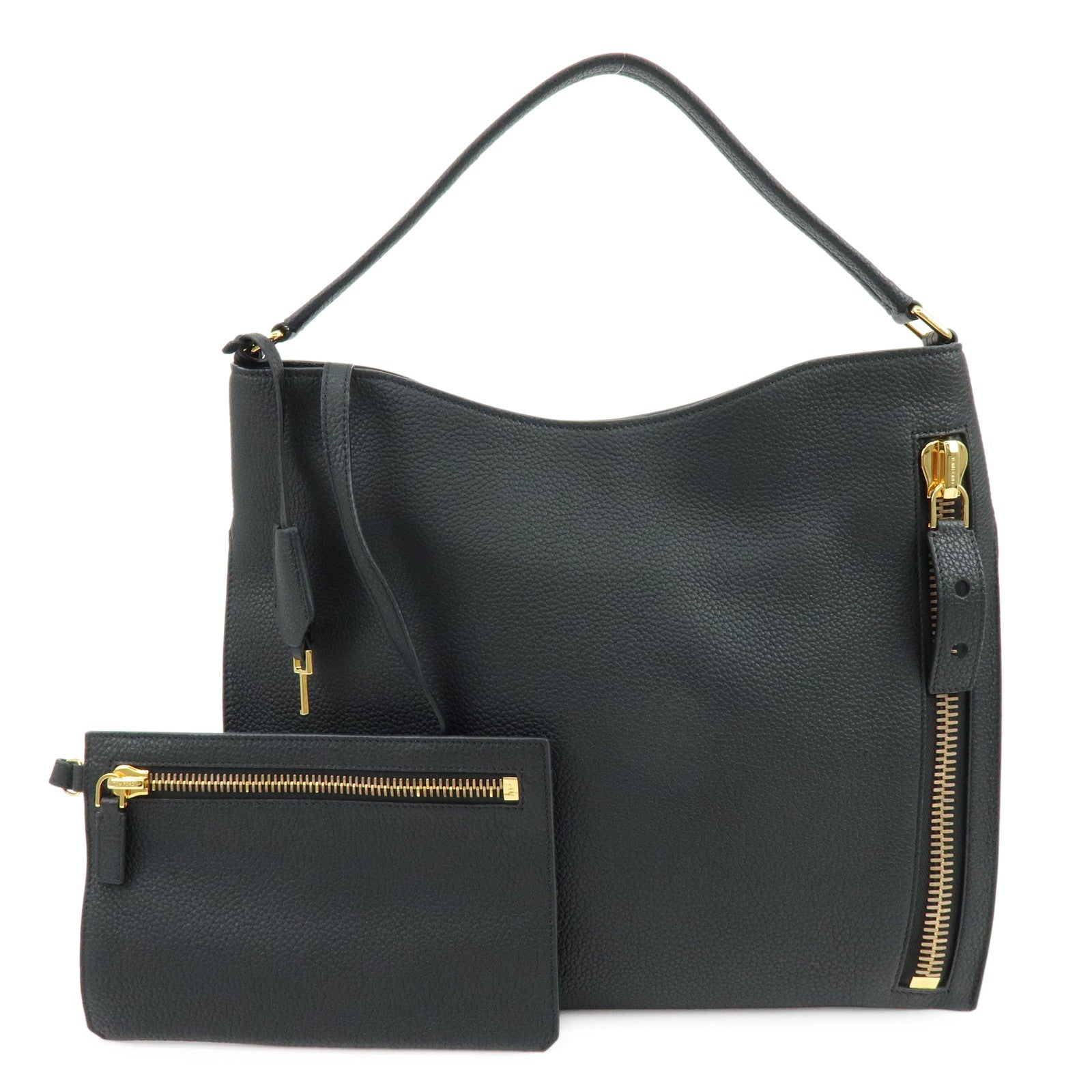 TOM FORD Alix Hobo Leather Shoulder Bag Black