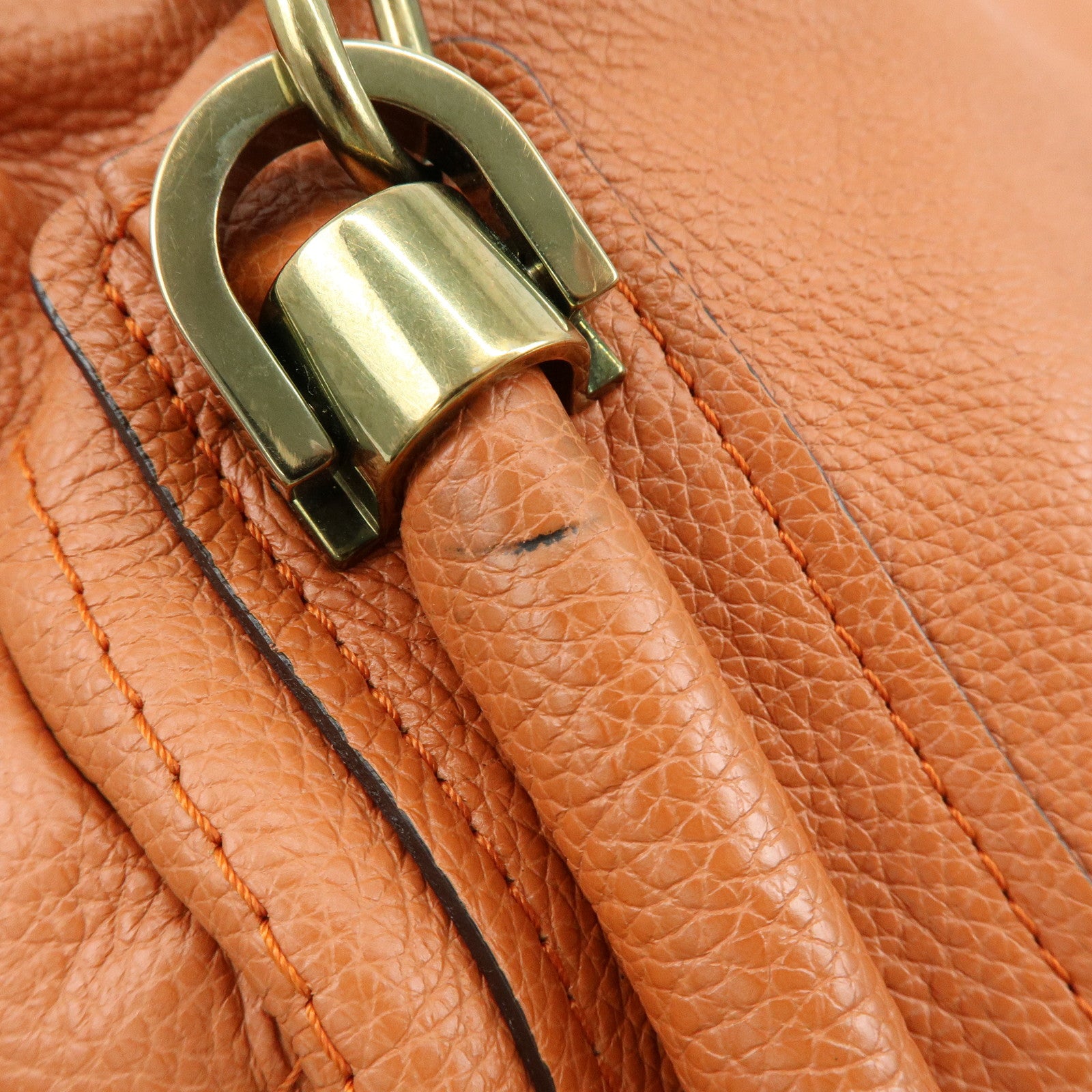 Chloe Paraty Leather 2Way Bag Shoulder Bag Hand Bag Orange