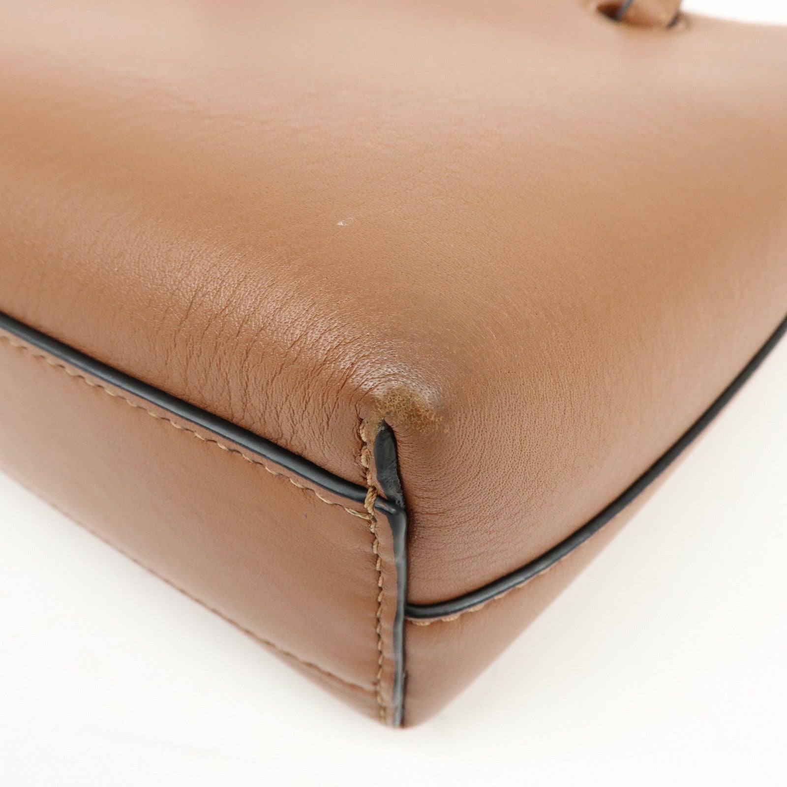 LOEWE Anagram Calf Leather 2Way Bag Hand Bag Shoulder Bag Brown