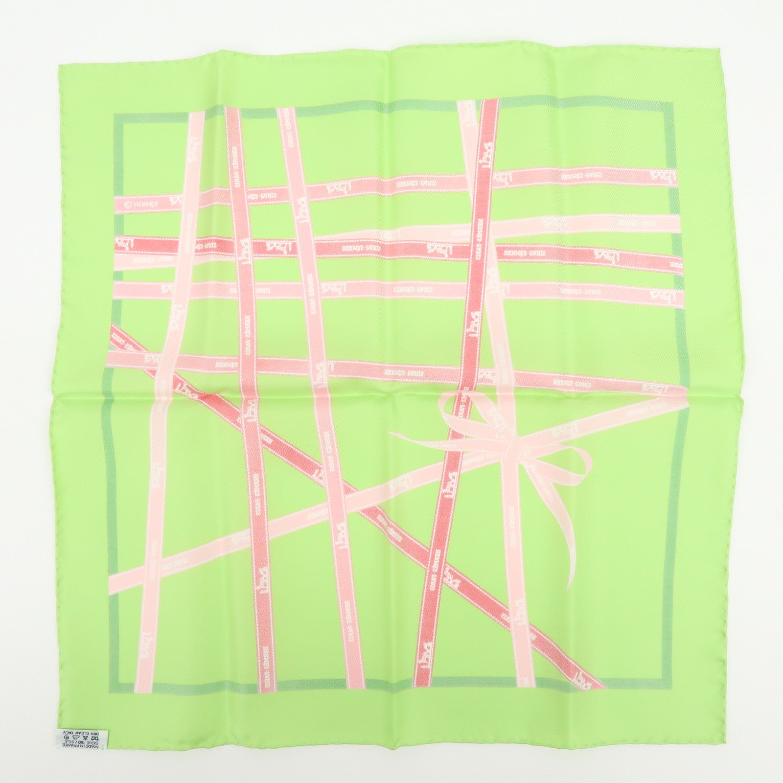 HERMES Carre 40 Lot of 2 Silk 100% Scarf  Grand H/Bolduc Orange Green