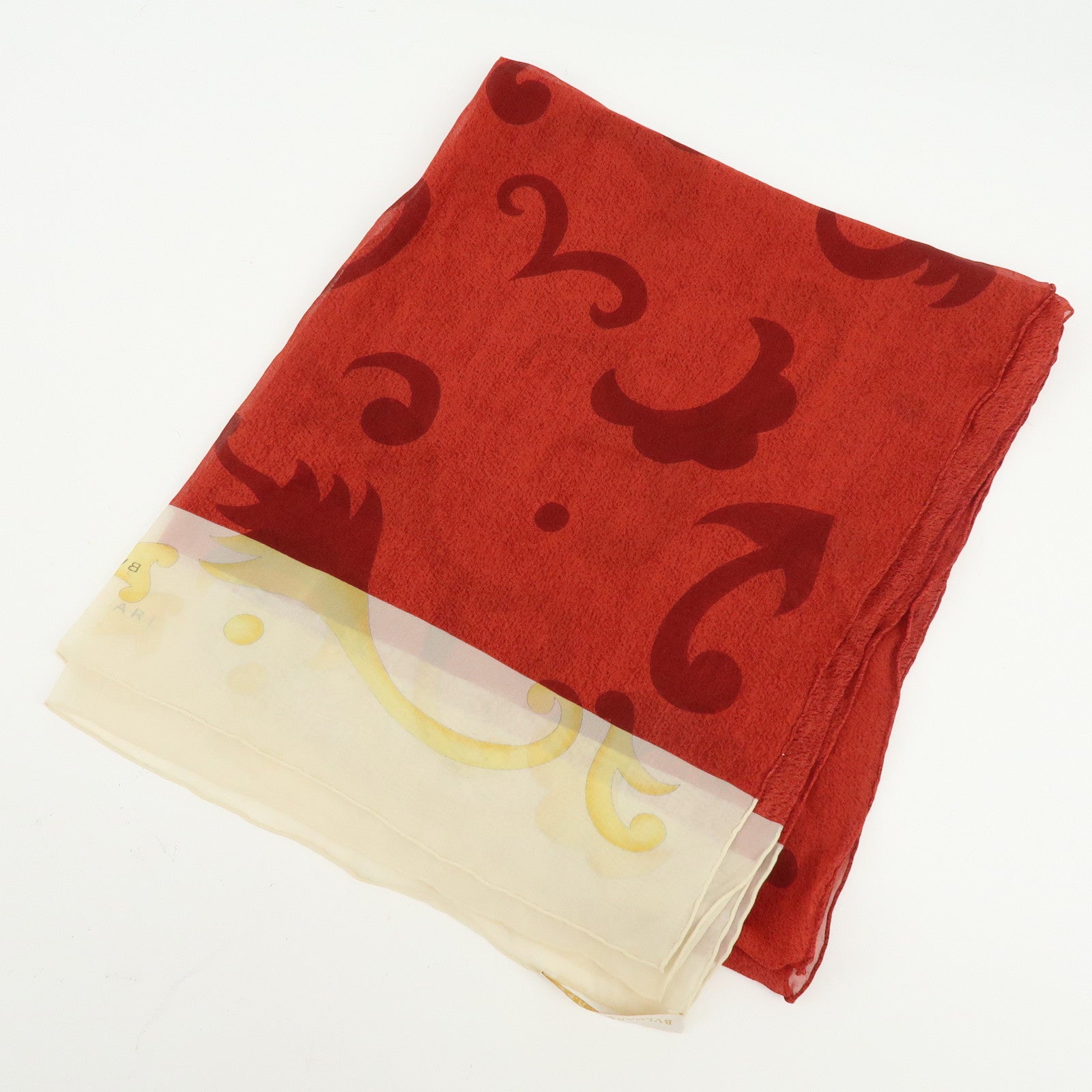 BVLGARI Set of 2 Silk 100% Scarf Balloon Motif Black Red Gold