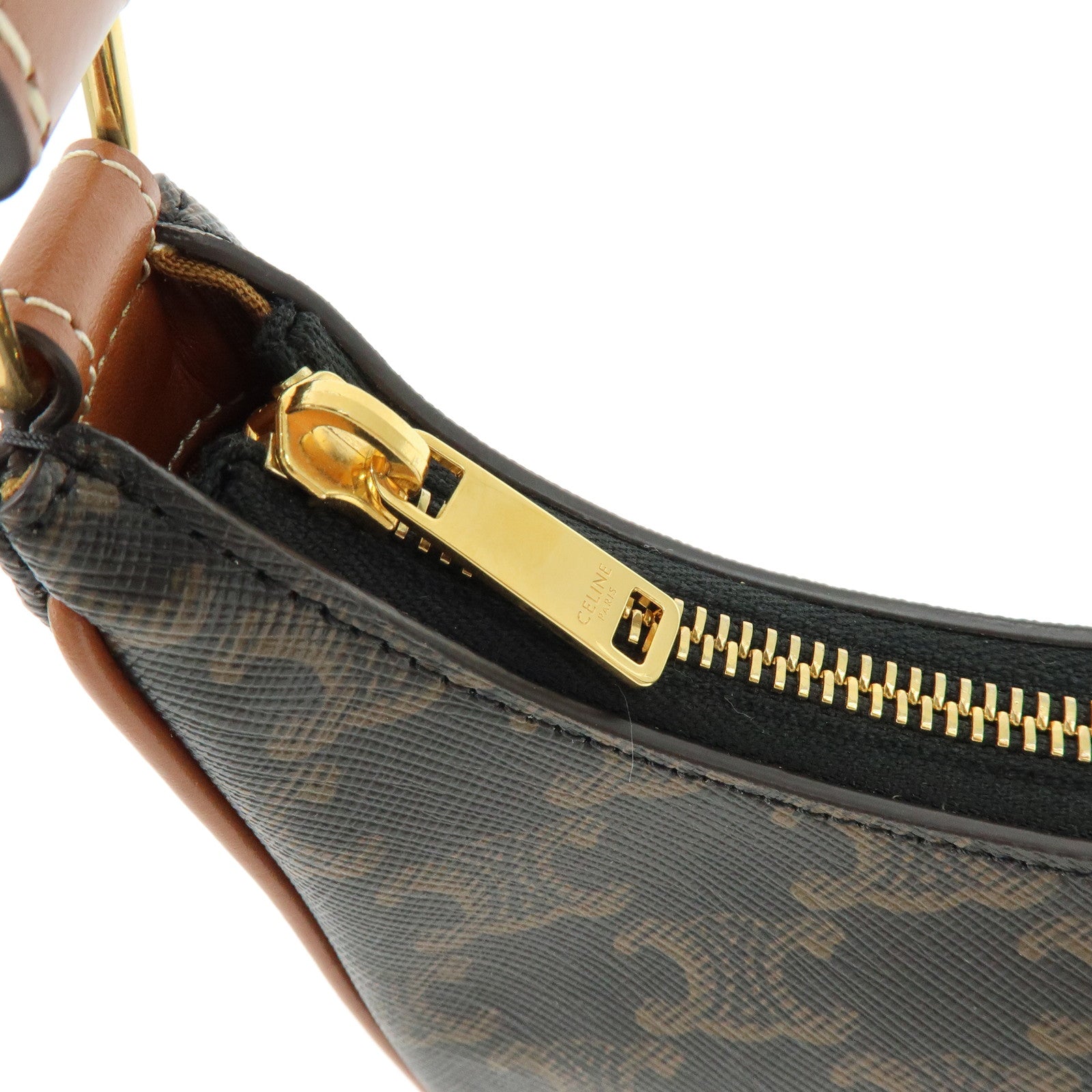 CELINE AVA PVC Leather Shoulder Bag Hand Bag Black Brown