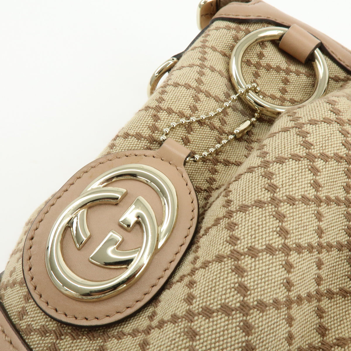 GUCCI Sukey Diamante Interlocking G GG Canvas Leather 2Way Bag 247902
