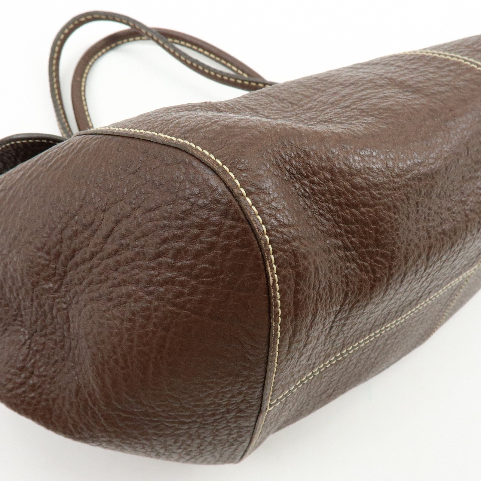 TOD'S Corniche Wave Leather Shoulder Bag Hand Bag Brown